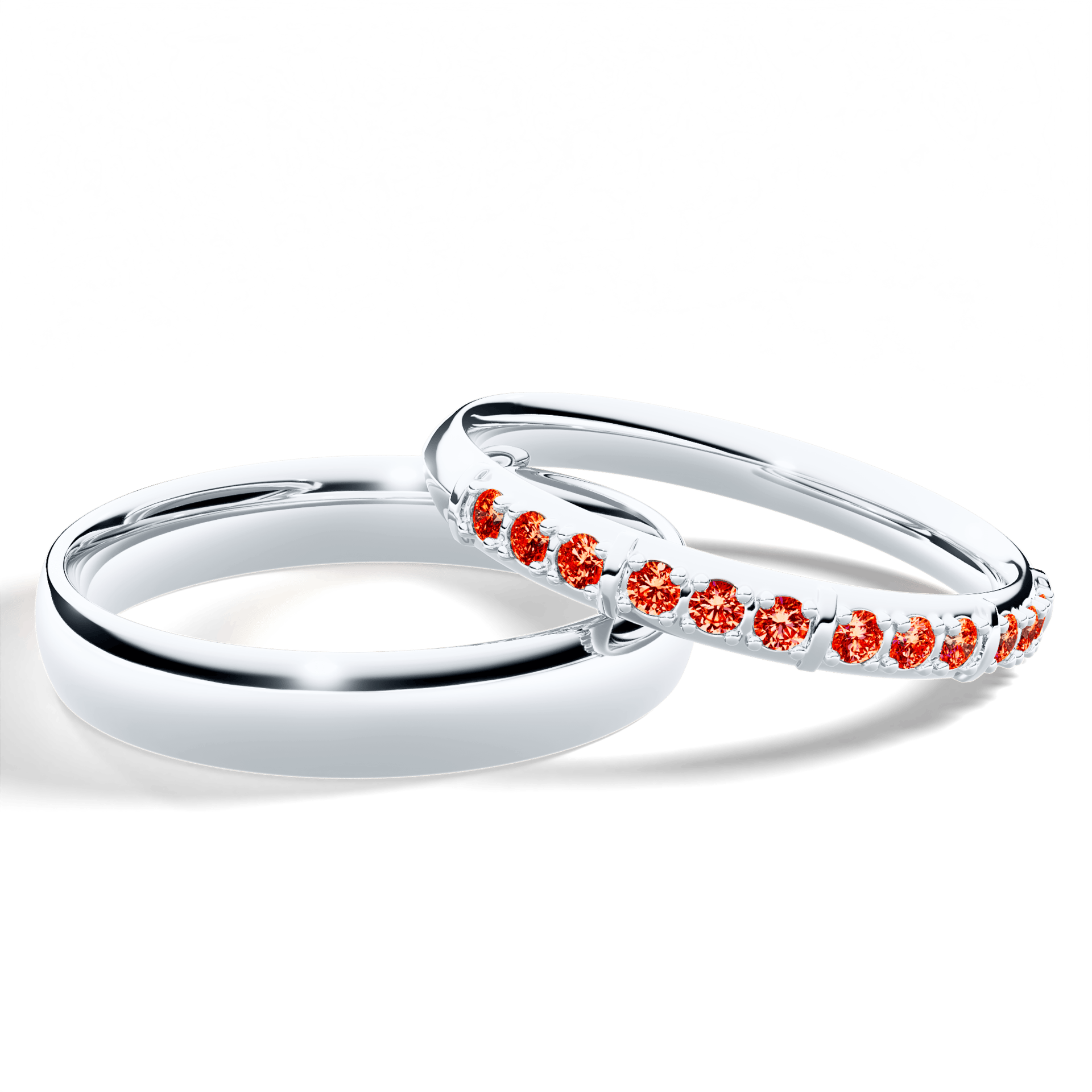 Obrączka z diamentami Beauty z białego złota 2,5mm z czerwonym diamentem laboratoryjnym