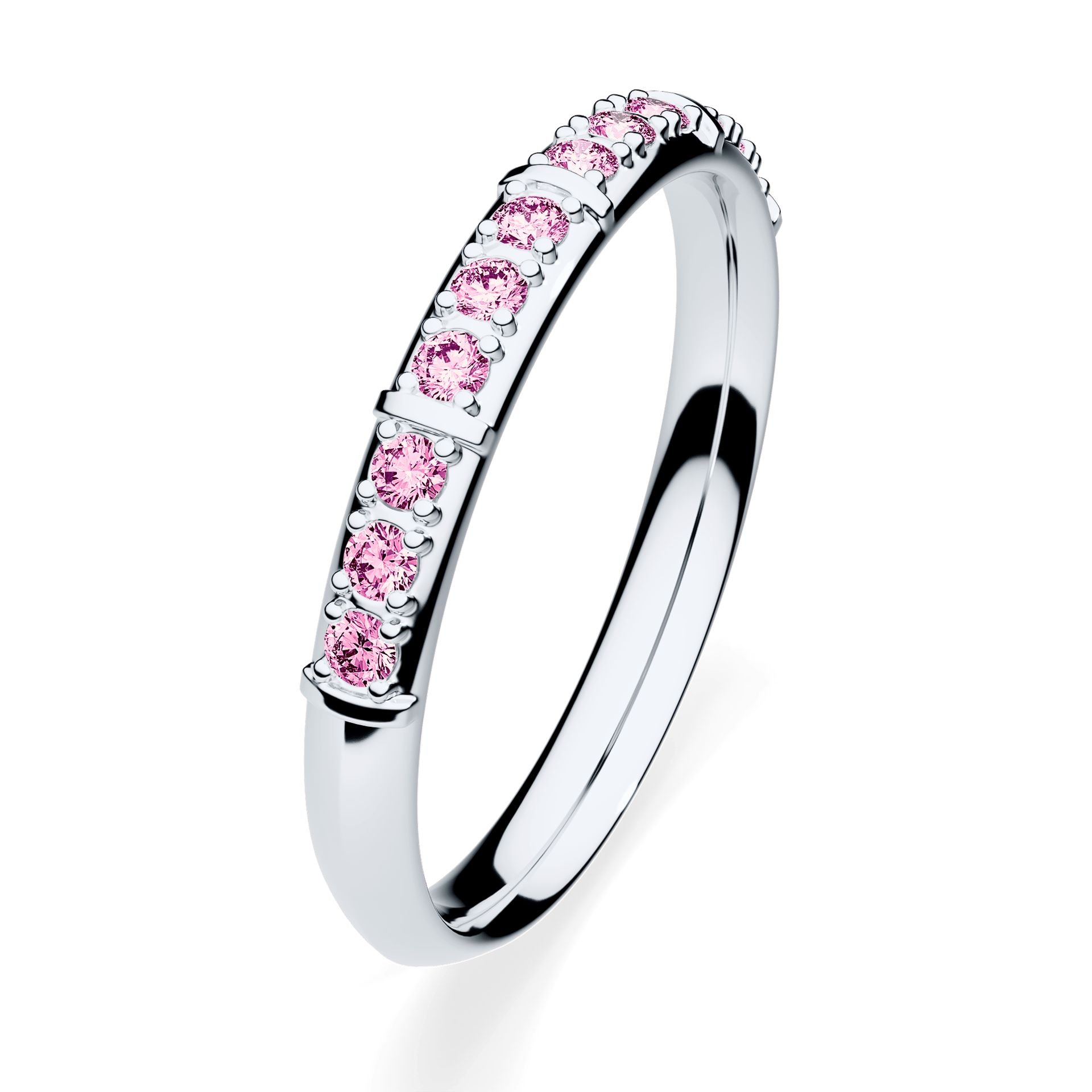Obrączka z diamentami Beauty z białego złota 2,5mm z różowym diamentem laboratoryjnym
