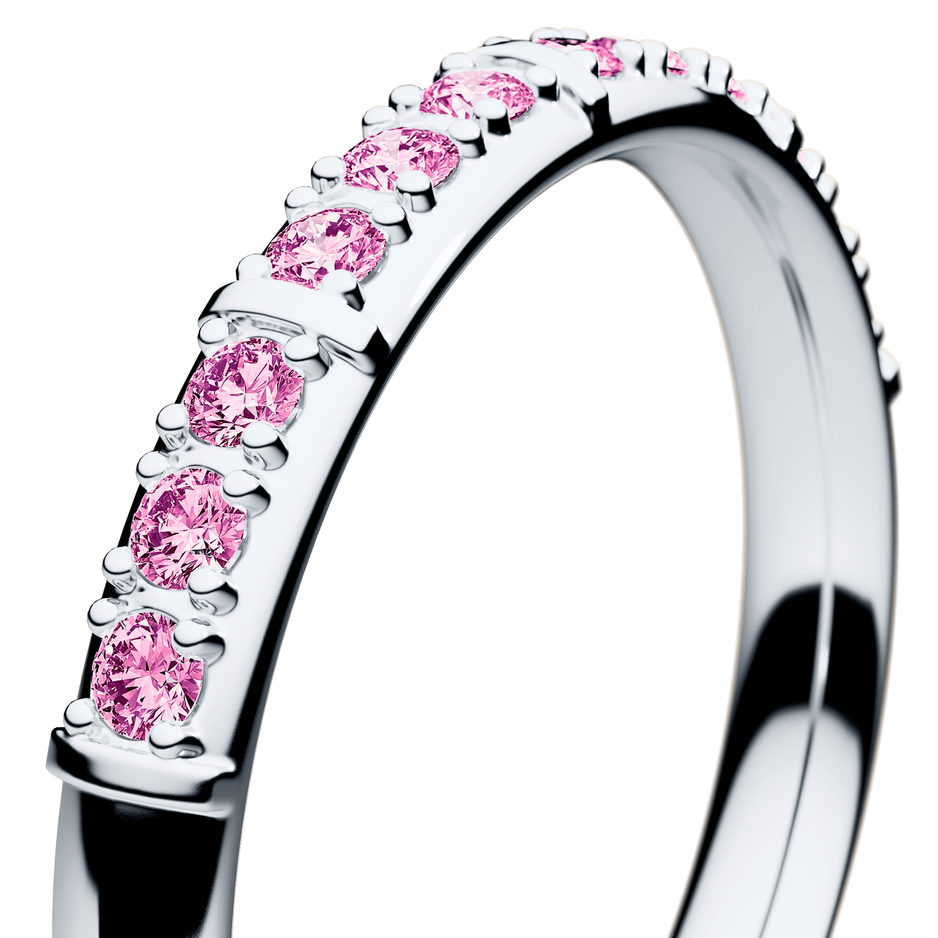 Obrączka z diamentami Beauty z białego złota 2,5mm z różowym diamentem laboratoryjnym