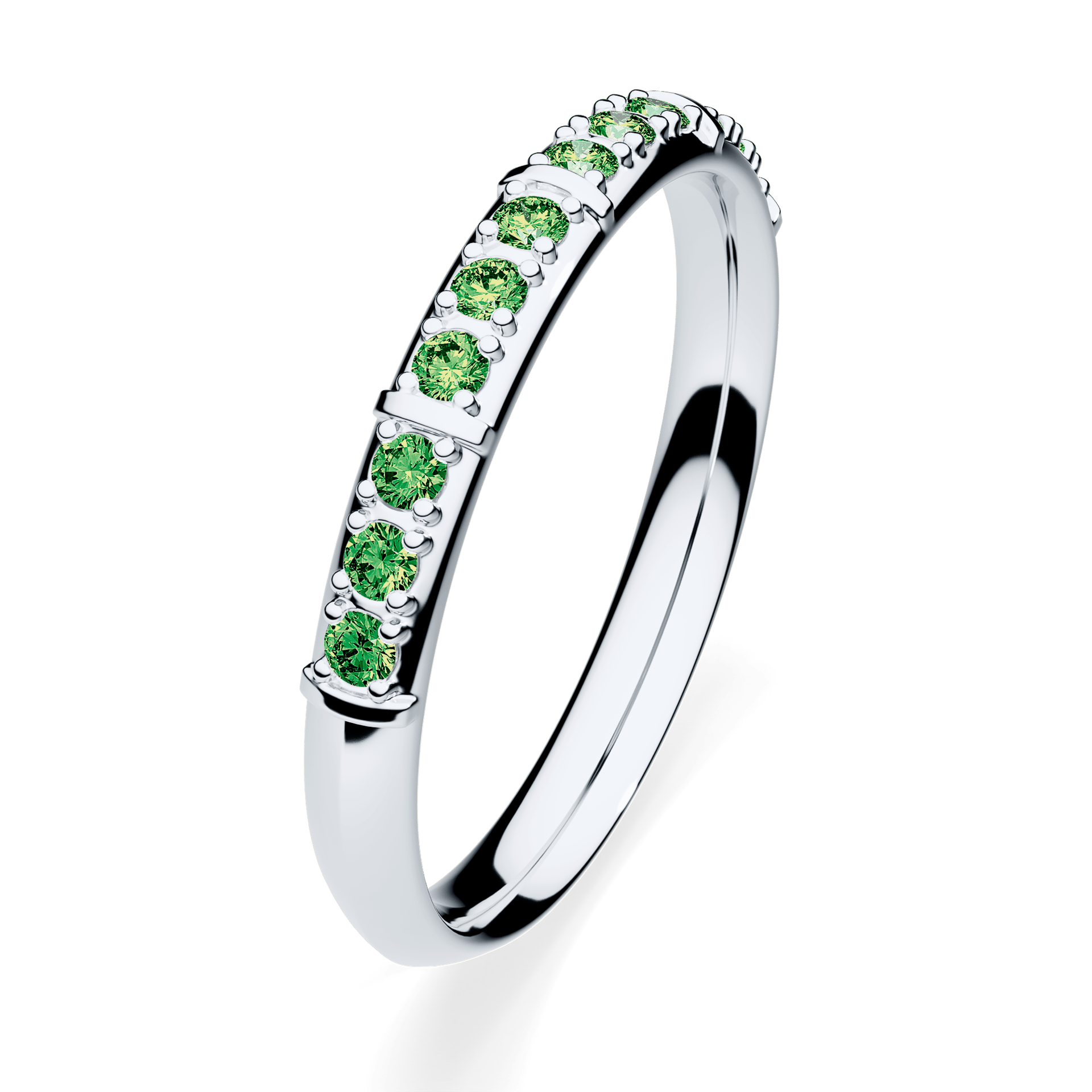Obrączka z diamentami Beauty z białego złota 2,5mm z ciemnym zielonym diamentem laboratoryjnym