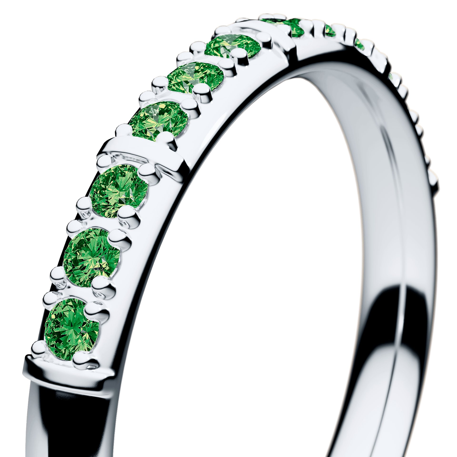 Obrączka z diamentami Beauty z białego złota 2,5mm z ciemnym zielonym diamentem laboratoryjnym
