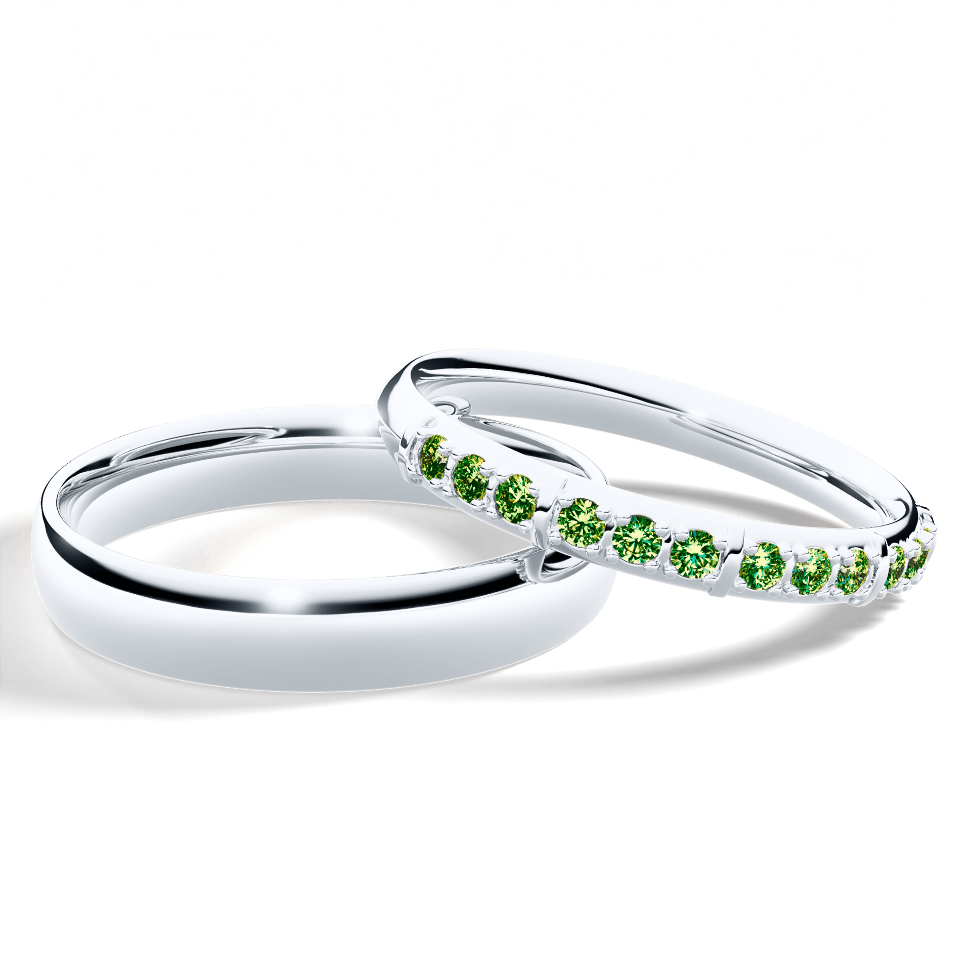 Obrączka z diamentami Beauty z białego złota 2,5mm z ciemnym zielonym diamentem laboratoryjnym