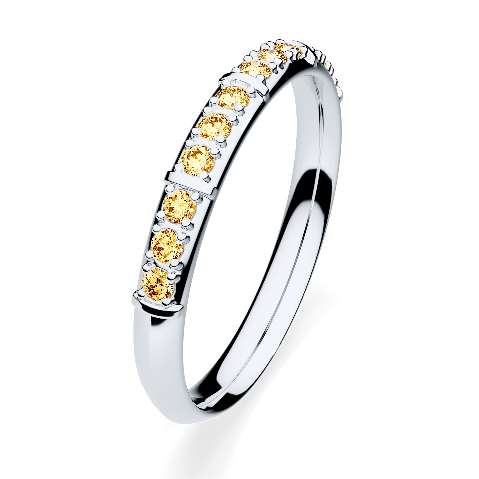 Obrączka z diamentami Beauty z białego złota 2,5mm z żółtym diamentem laboratoryjnym