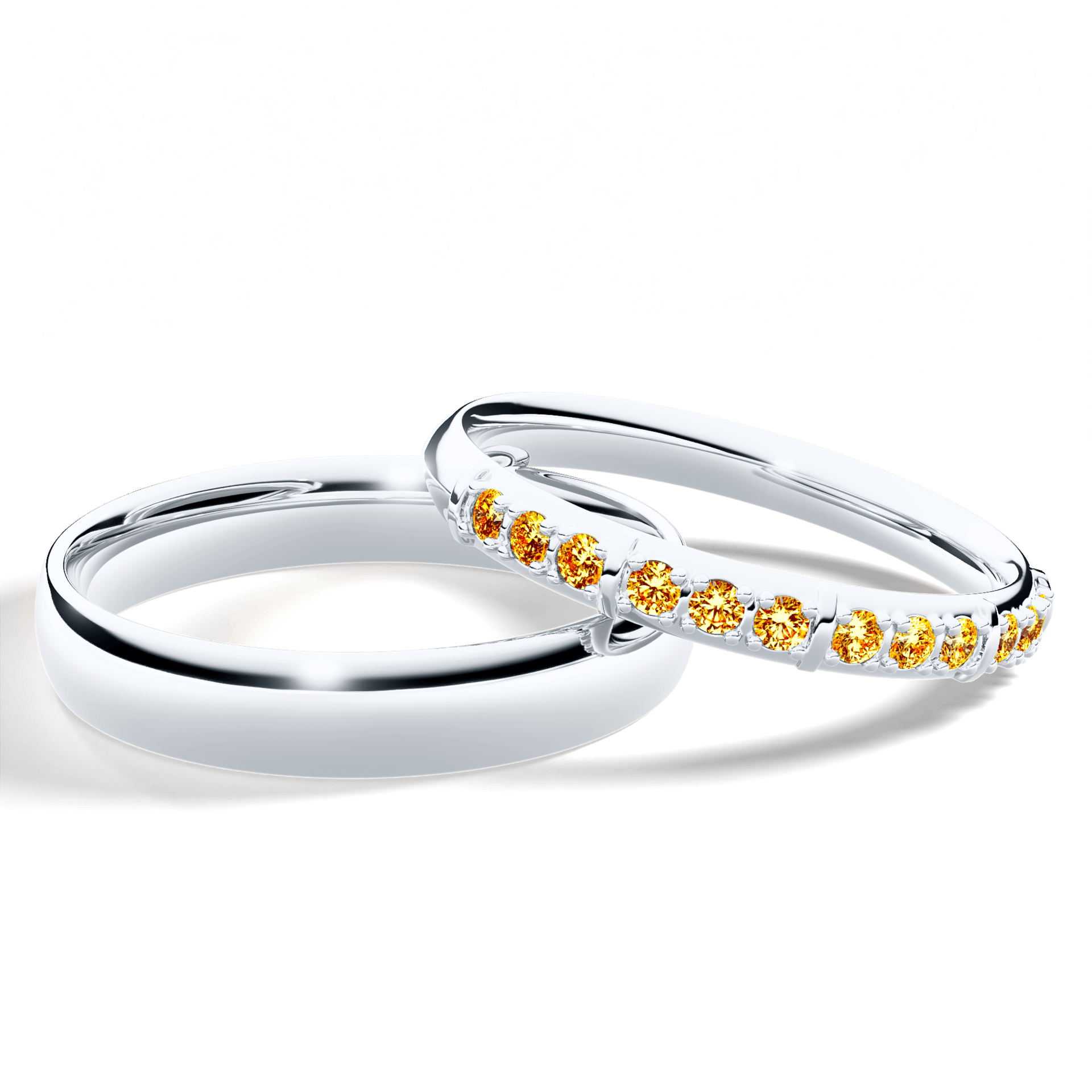 Obrączka z diamentami Beauty z białego złota 2,5mm z żółtym diamentem laboratoryjnym