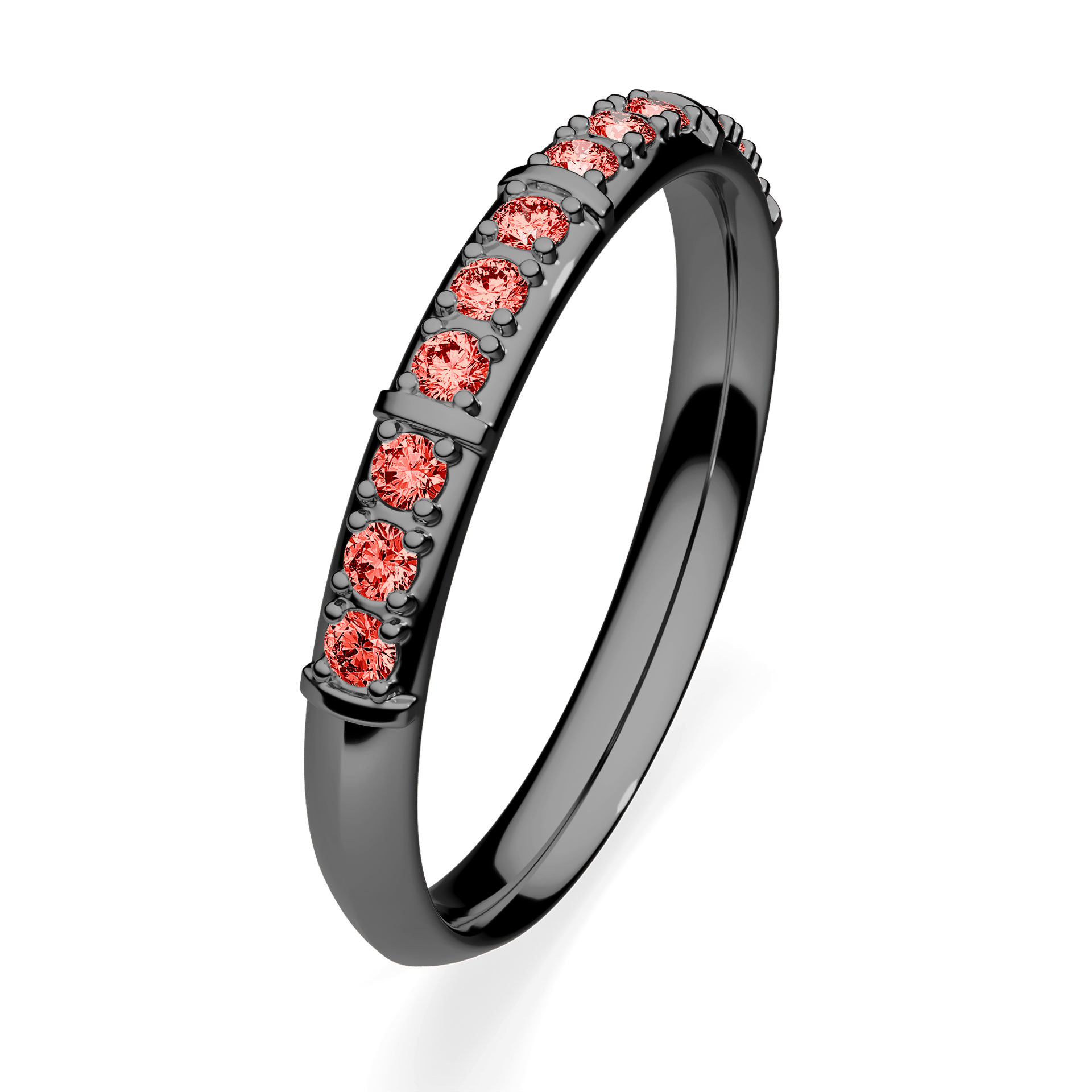 Obrączka z diamentami Beauty z czarnego złota 2,5mm z czerwonym diamentem laboratoryjnym