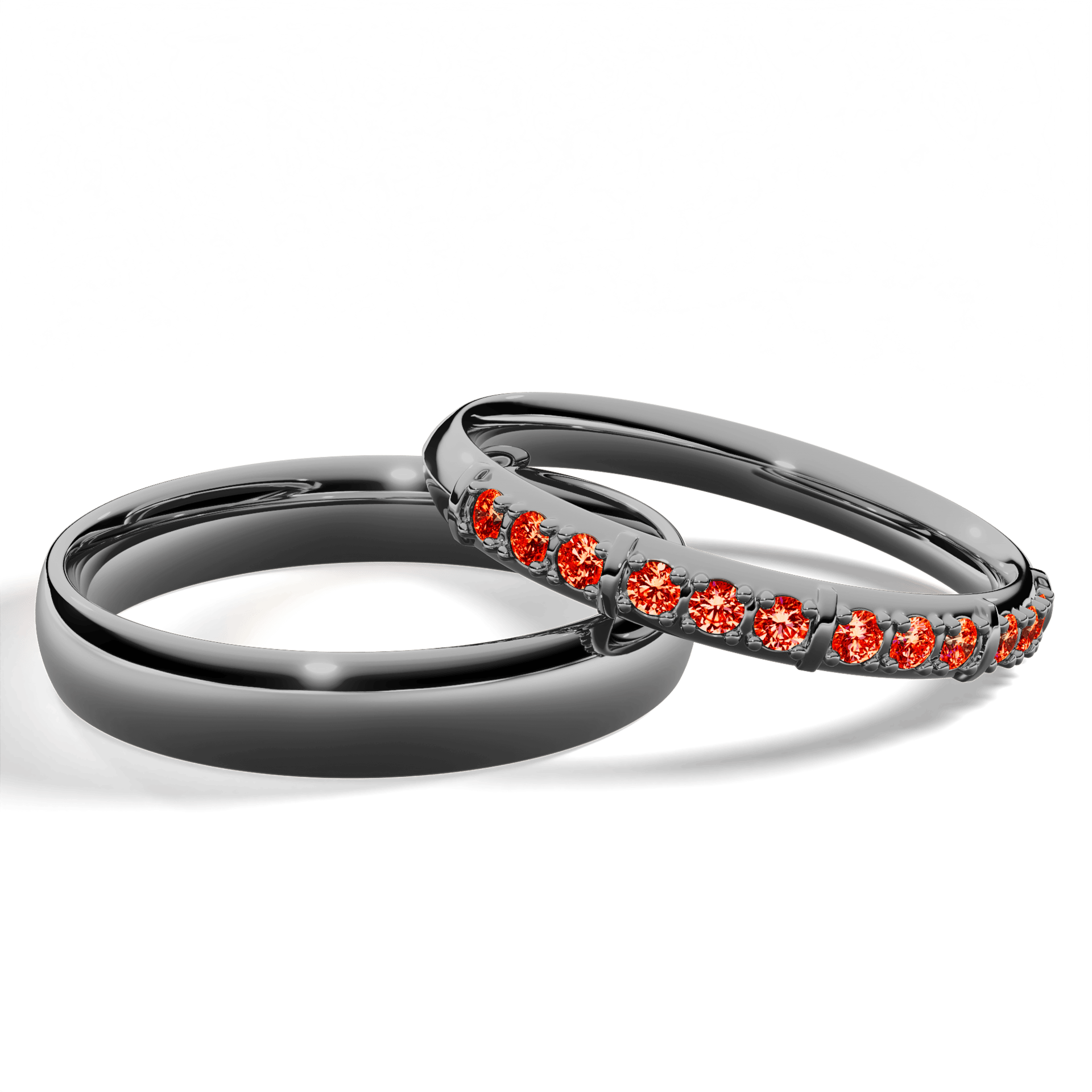 Obrączka z diamentami Beauty z czarnego złota 2,5mm z czerwonym diamentem laboratoryjnym