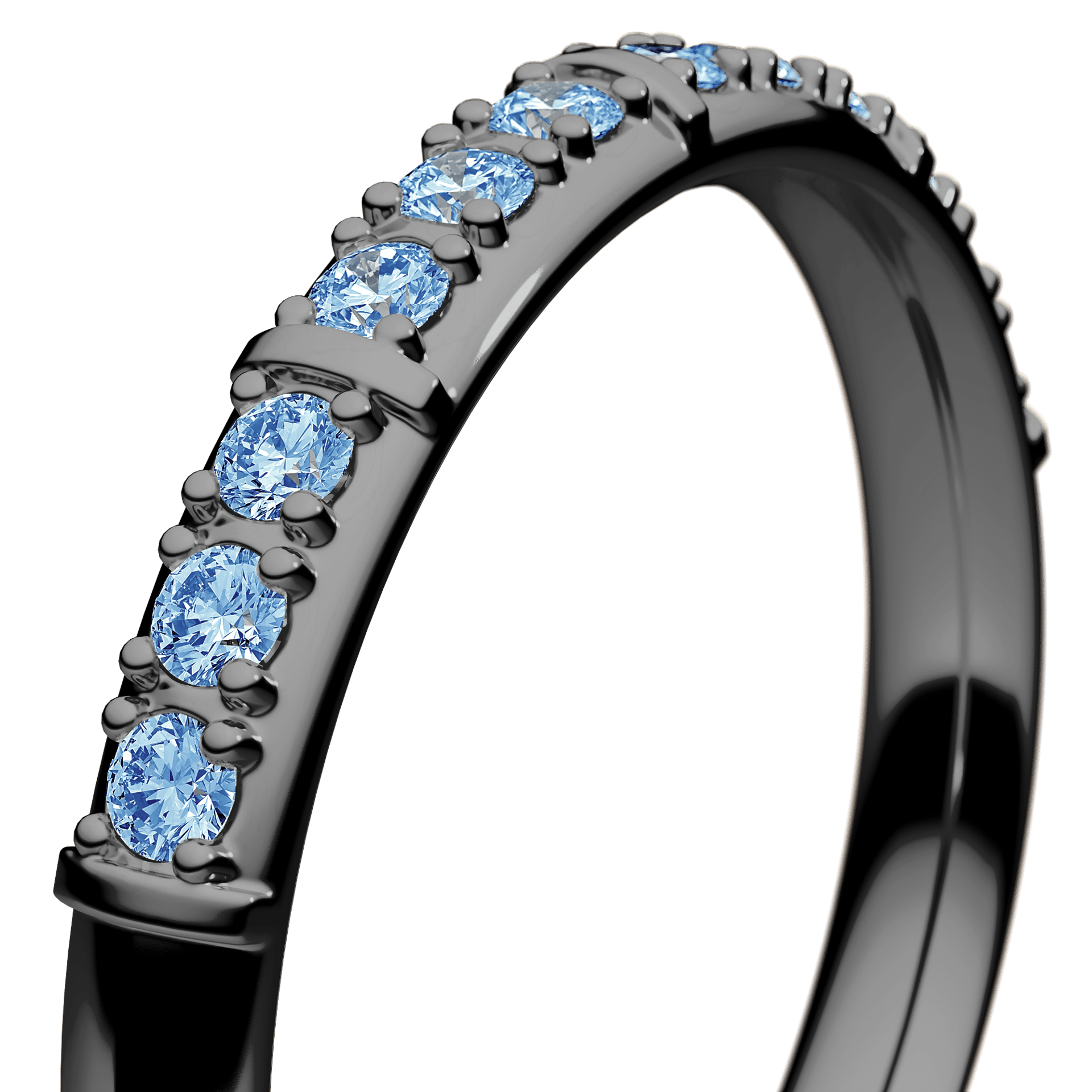 Obrączka z diamentami Beauty z czarnego złota 2,5mm z niebieskim diamentem laboratoryjnym