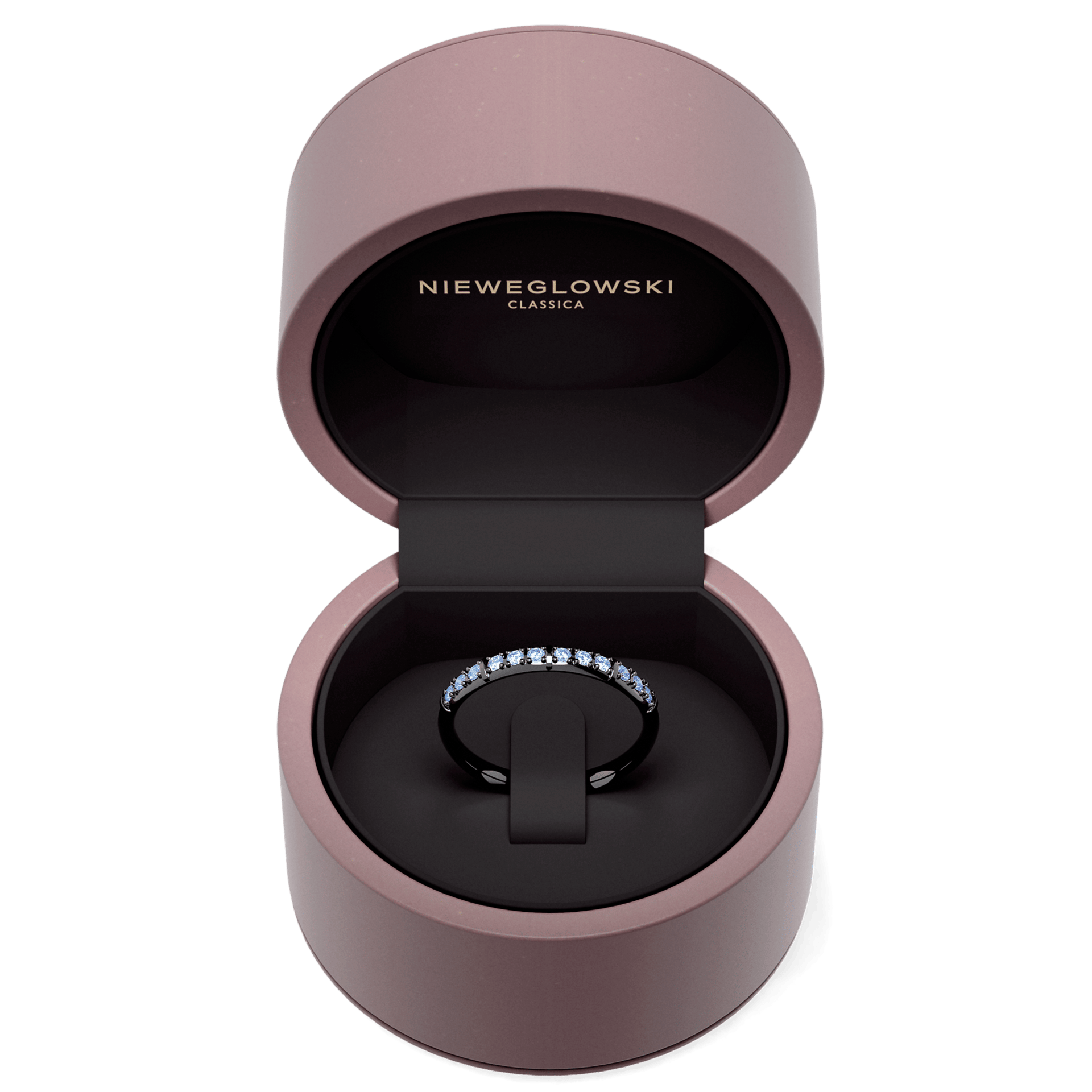 Obraczka z diamentami beauty czarne zloto diament lab niebieski 12szt 05