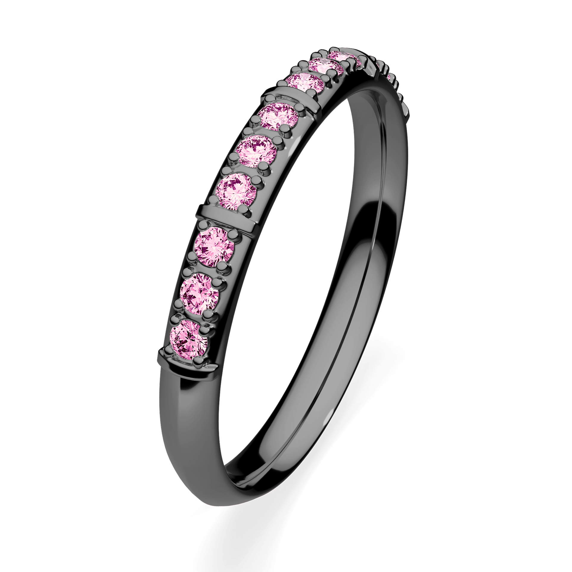 Obrączka z diamentami Beauty z czarnego złota 2,5mm z różowym diamentem laboratoryjnym