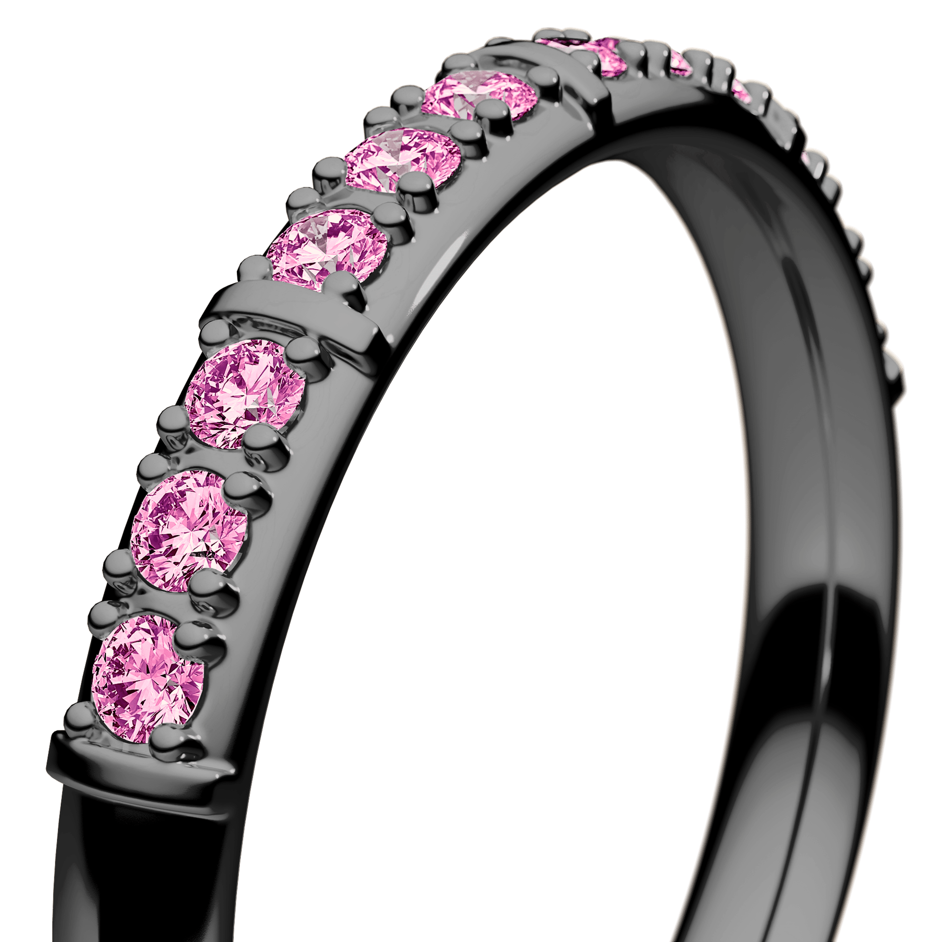Obrączka z diamentami Beauty z czarnego złota 2,5mm z różowym diamentem laboratoryjnym