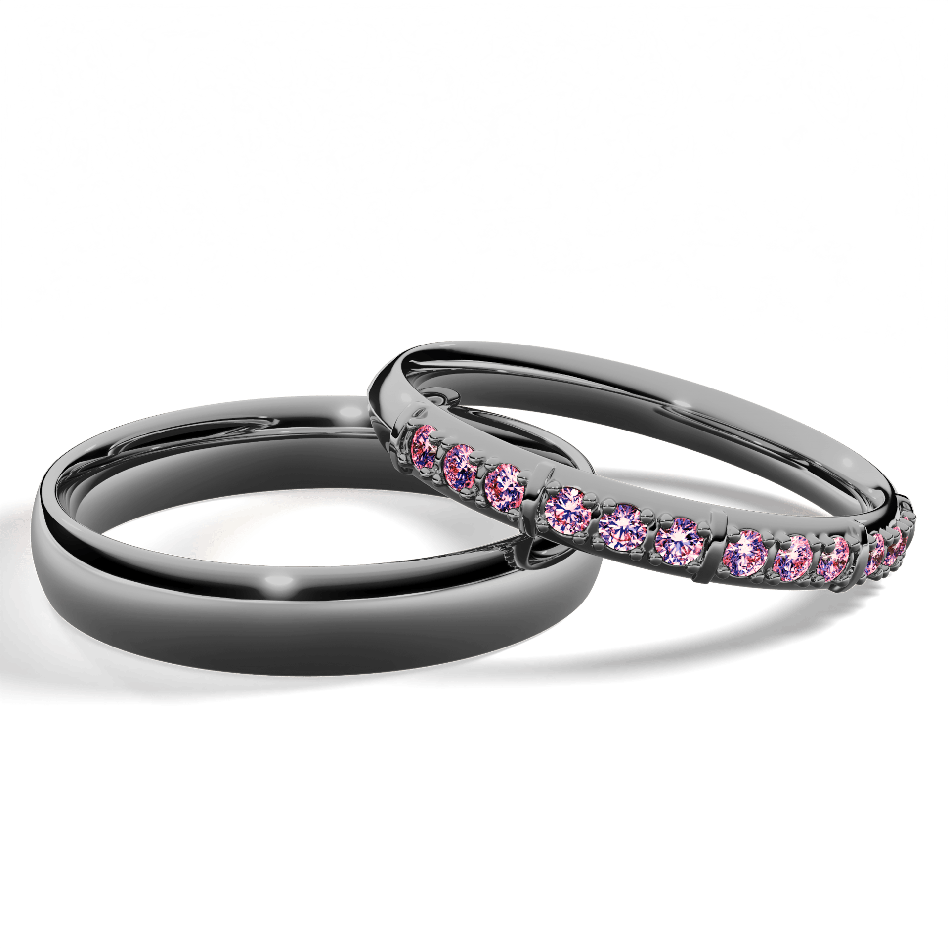 Obrączka z diamentami Beauty z czarnego złota 2,5mm z różowym diamentem laboratoryjnym