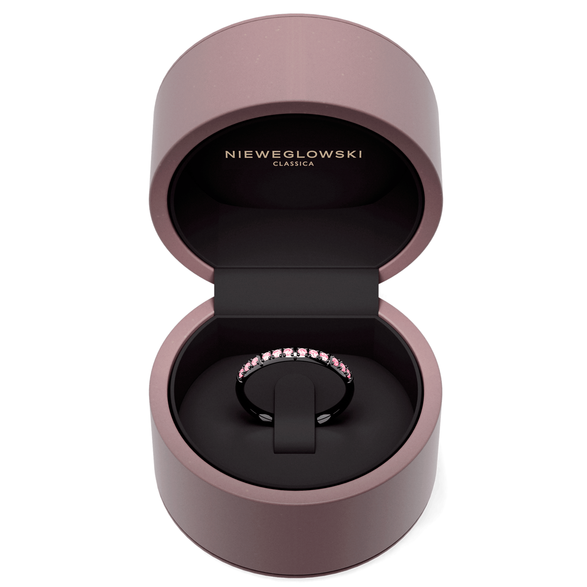 Obraczka z diamentami beauty czarne zloto diament lab rozowy 12szt 05