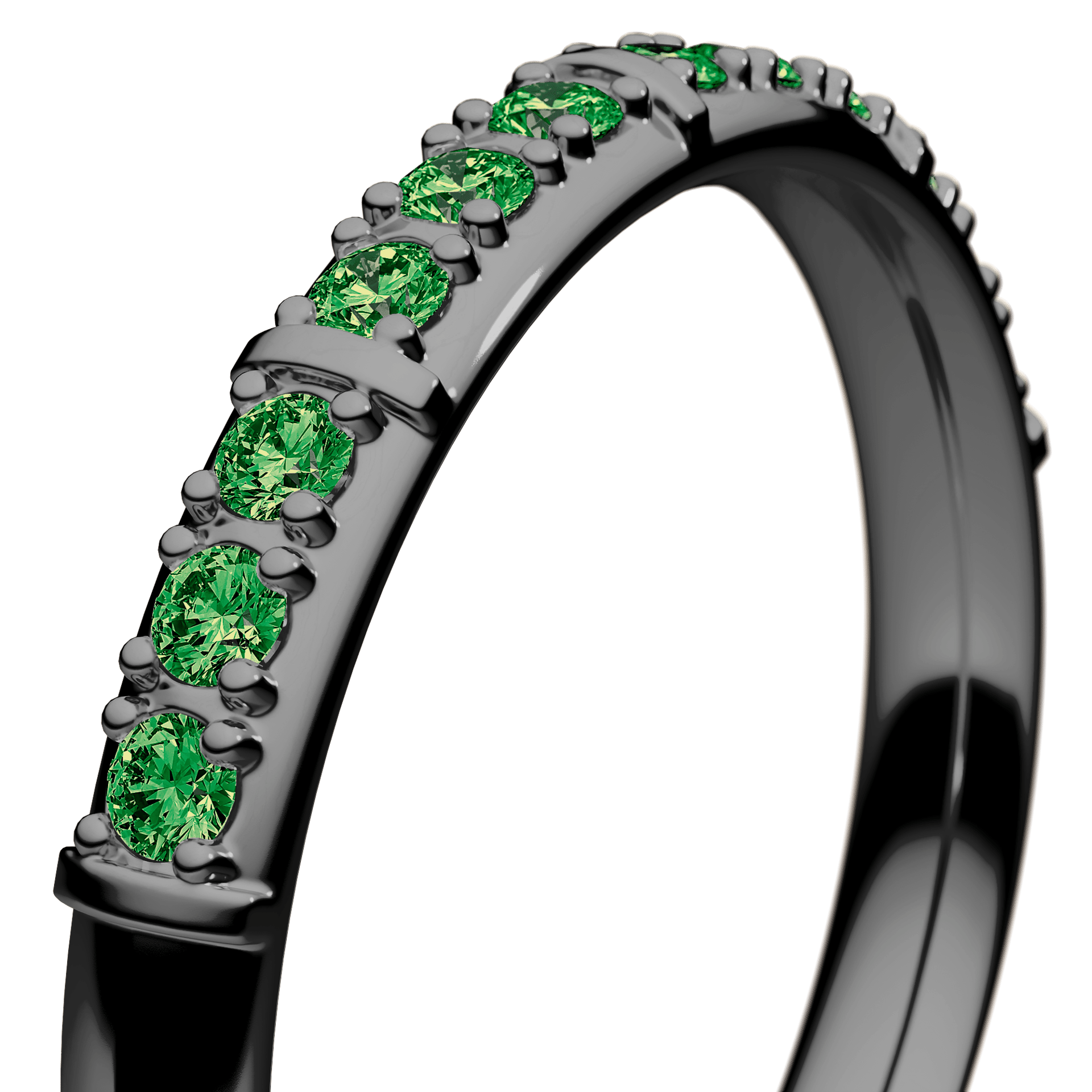 Obrączka z diamentami Beauty z czarnego złota 2,5mm z ciemnym zielonym diamentem laboratoryjnym