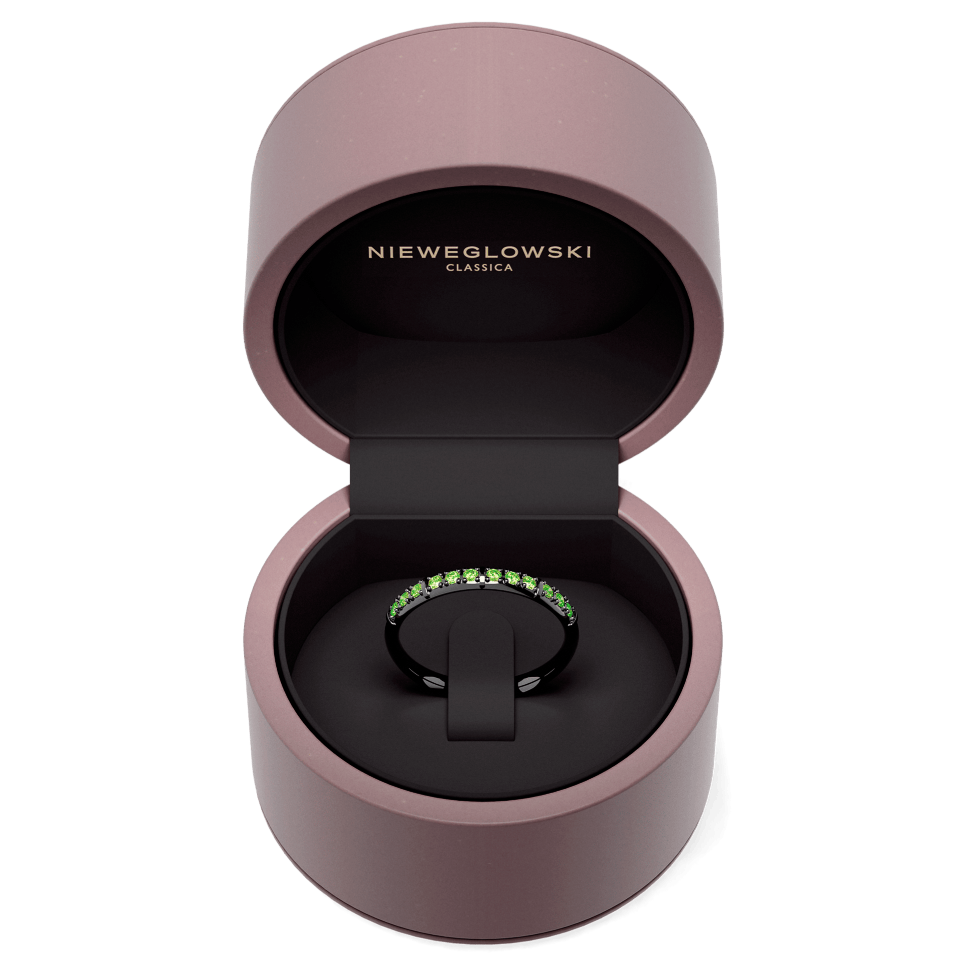 Obraczka z diamentami beauty czarne zloto diament lab zielony ciemny 12szt 05