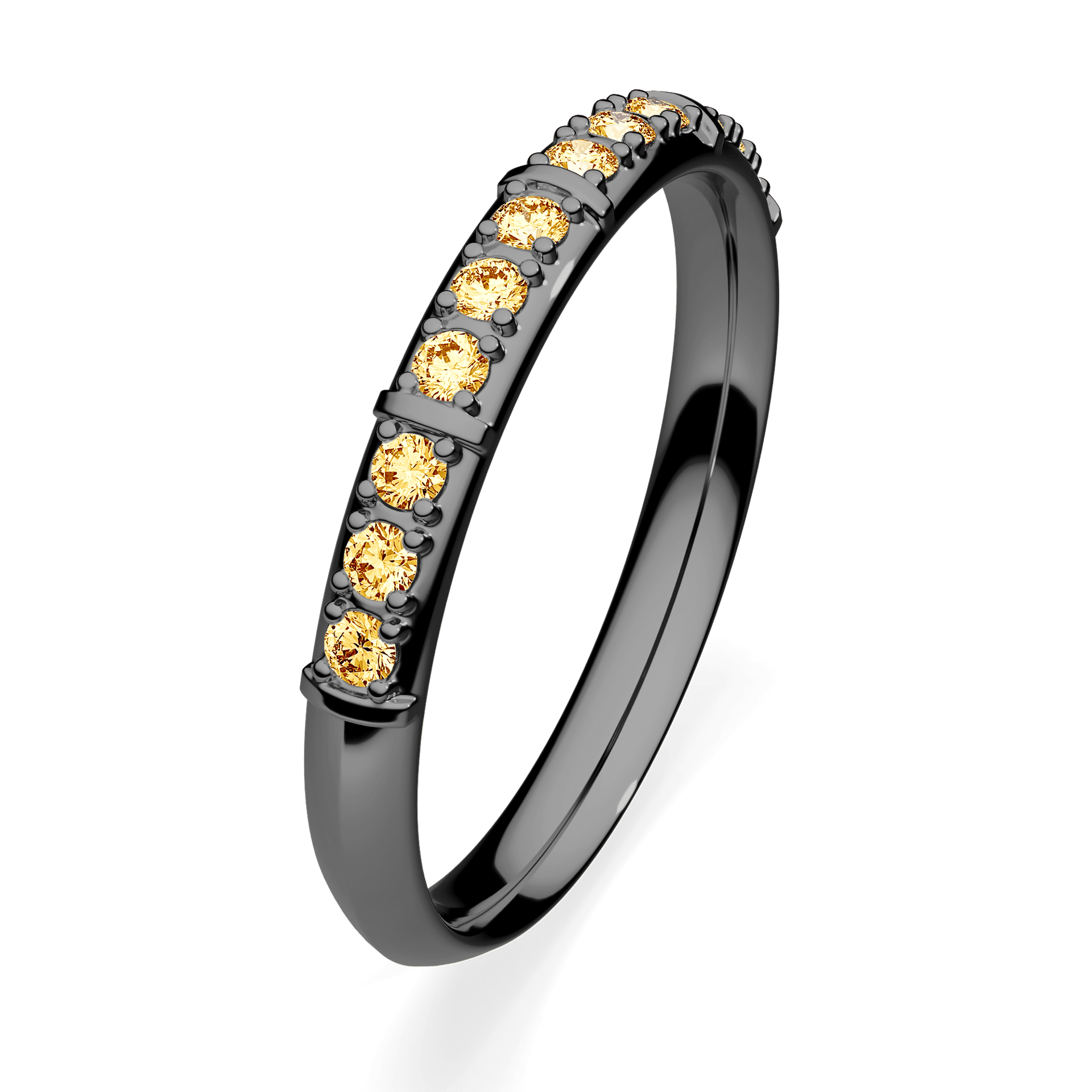 Obrączka z diamentami Beauty z czarnego złota 2,5mm z żółtym diamentem laboratoryjnym