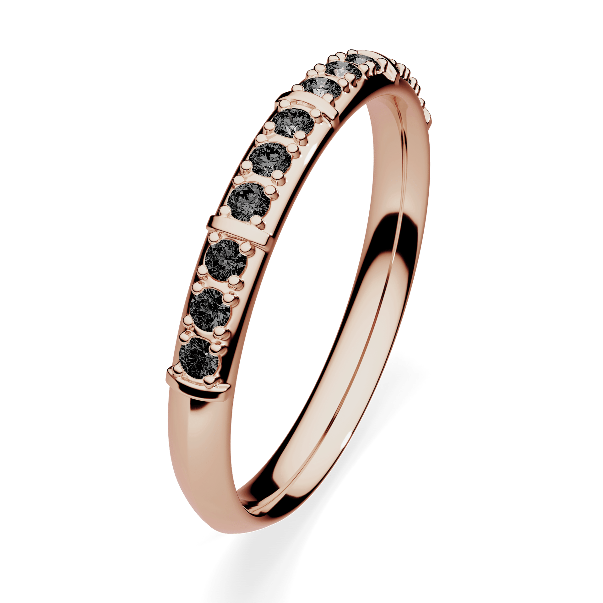 Obrączka z diamentami Beauty z różowego złota 2,5mm z czarnym diamentem laboratoryjnym