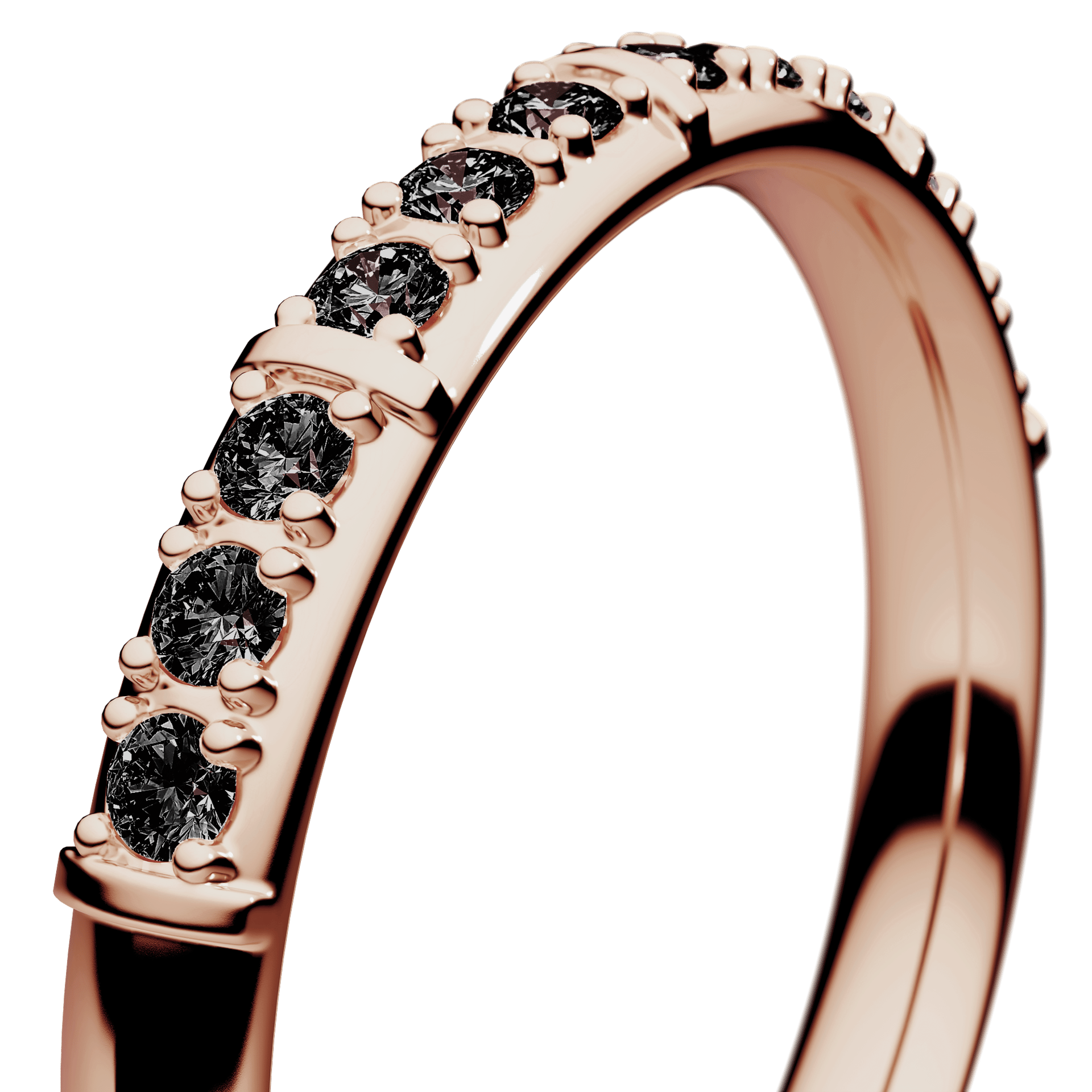 Obrączka z diamentami Beauty z różowego złota 2,5mm z czarnym diamentem laboratoryjnym