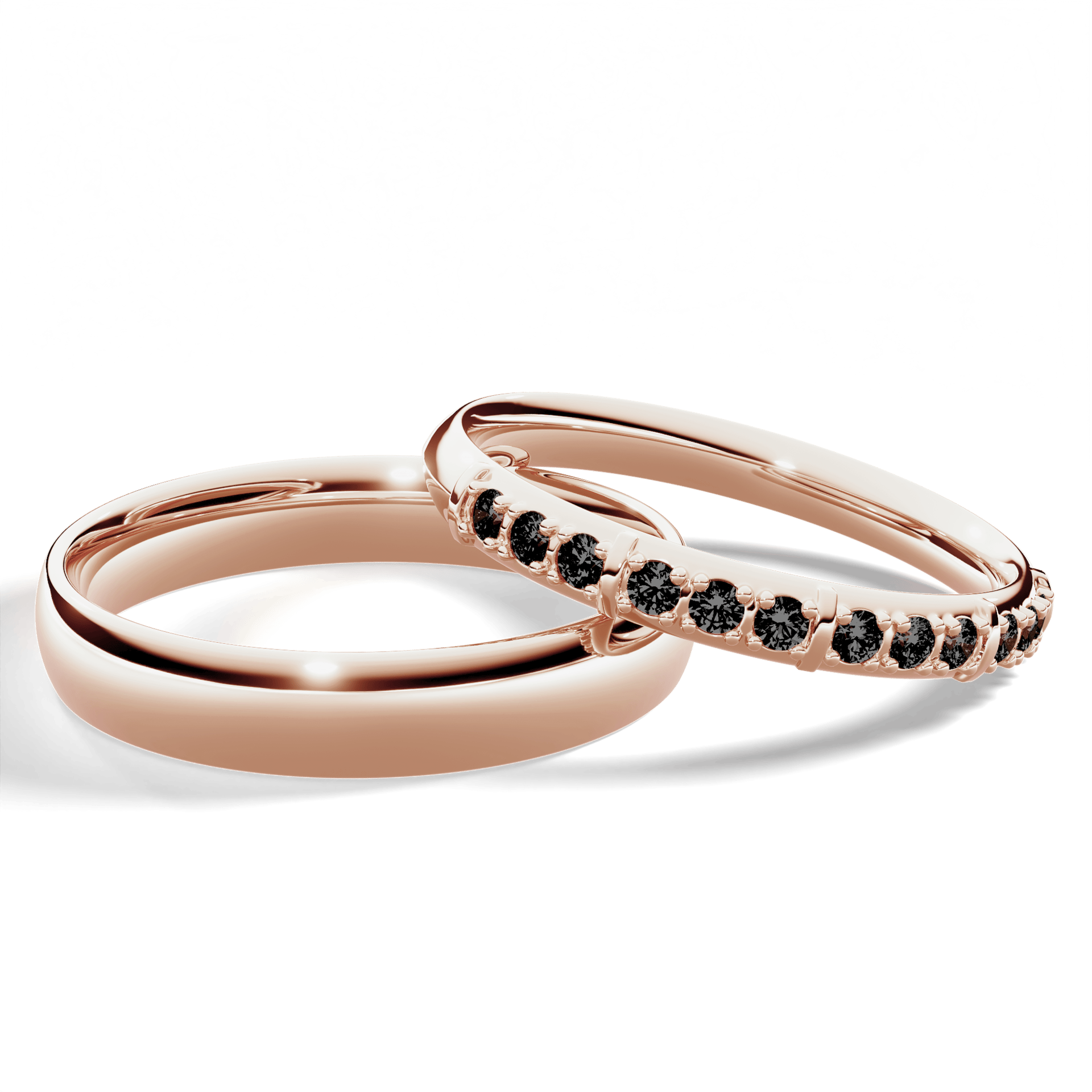 Obrączka z diamentami Beauty z różowego złota 2,5mm z czarnym diamentem laboratoryjnym