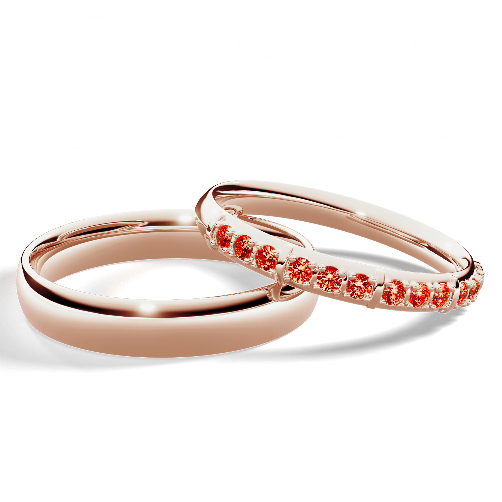 Obrączka z diamentami Beauty z różowego złota 2,5mm z czerwonym diamentem laboratoryjnym