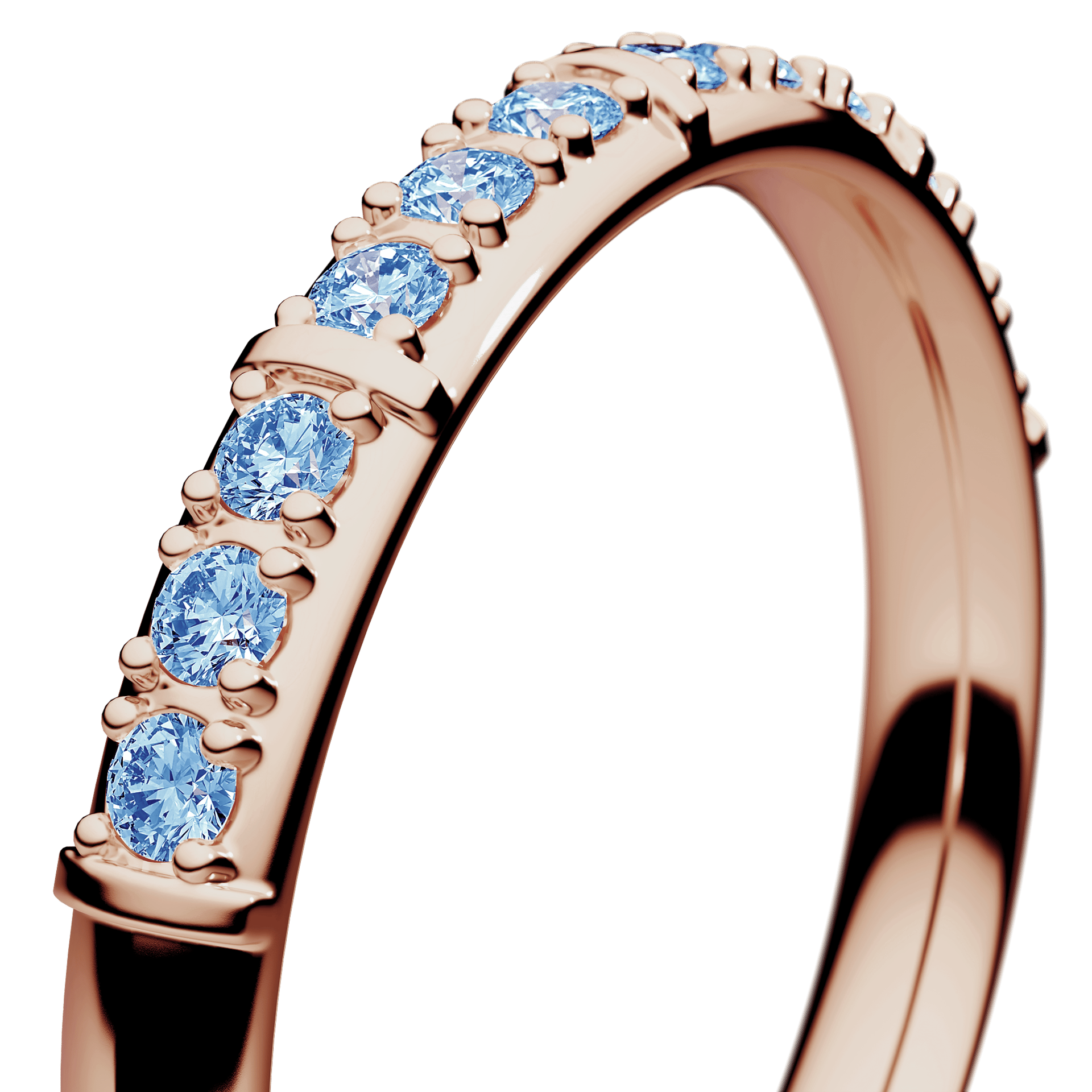 Obrączka z diamentami Beauty z różowego złota 2,5mm z niebieskim diamentem laboratoryjnym