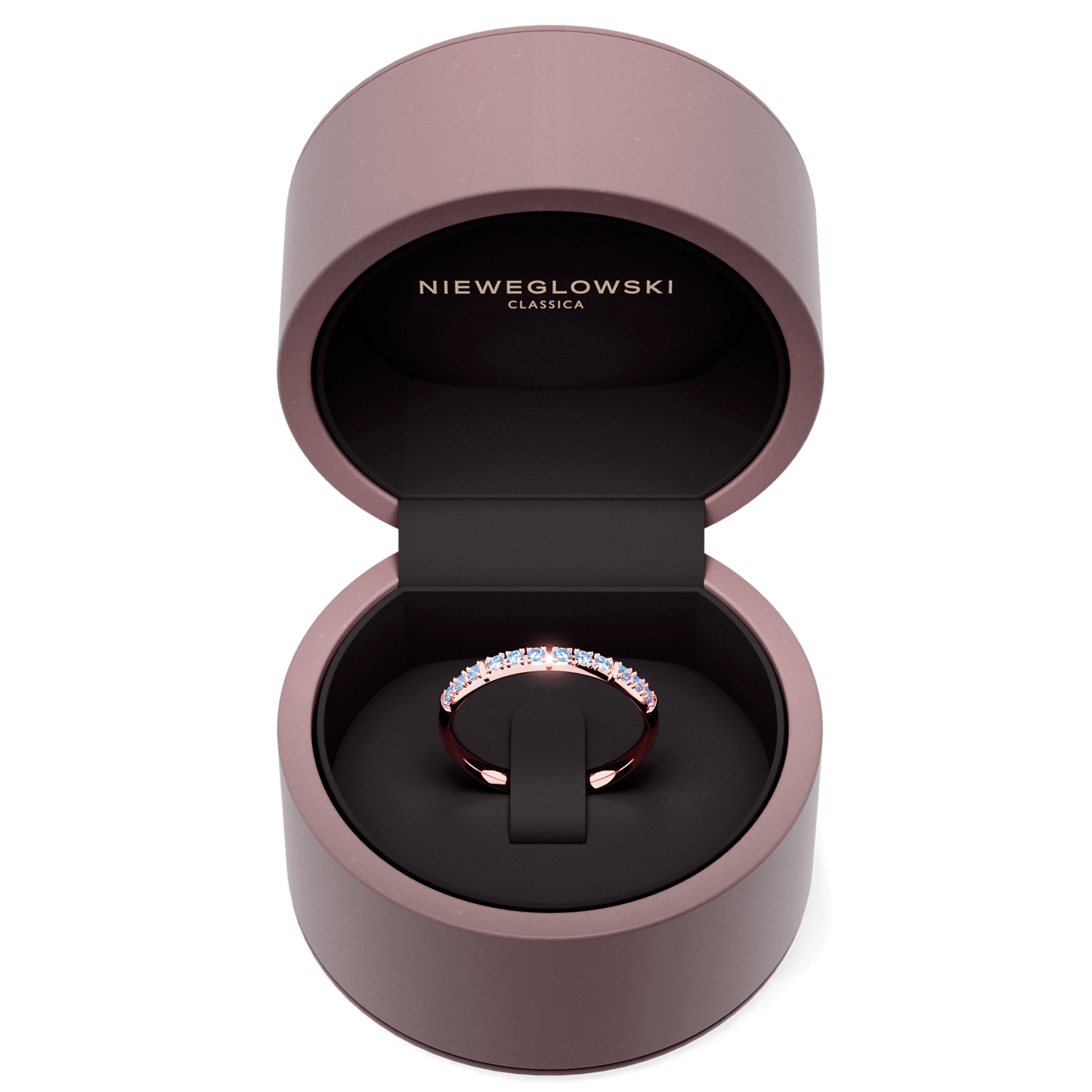 Obraczka z diamentami beauty rozowe zloto diament lab niebieski 12szt 05