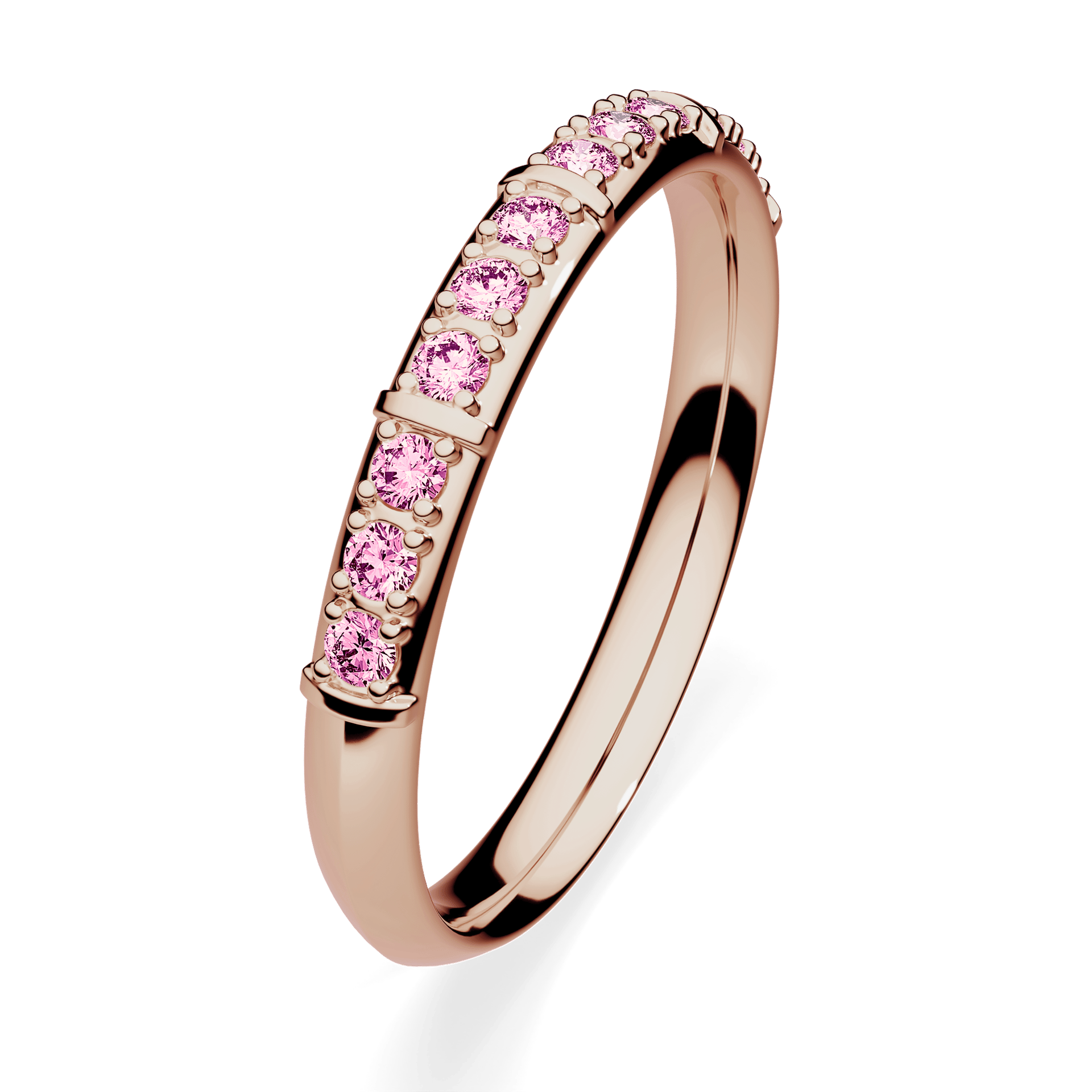 Obrączka z diamentami Beauty z różowego złota 2,5mm z różowym diamentem laboratoryjnym