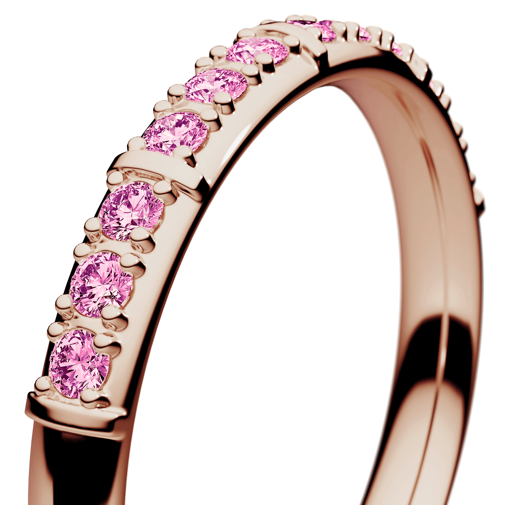 Obrączka z diamentami Beauty z różowego złota 2,5mm z różowym diamentem laboratoryjnym