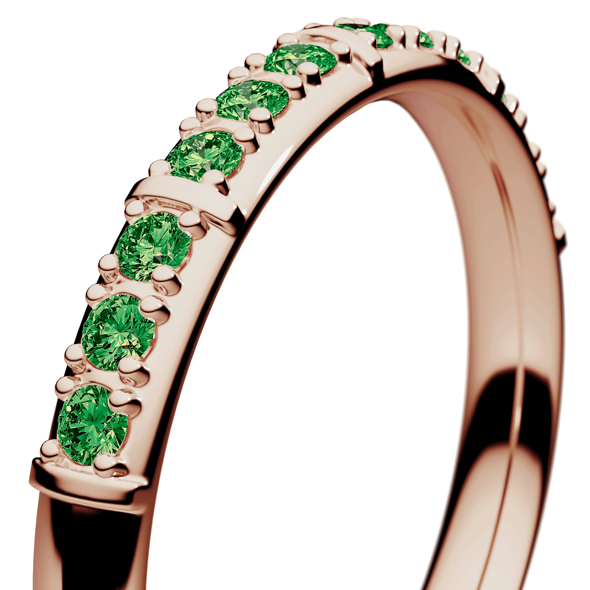 Obrączka z diamentami Beauty z różowego złota 2,5mm z ciemnym zielonym diamentem laboratoryjnym