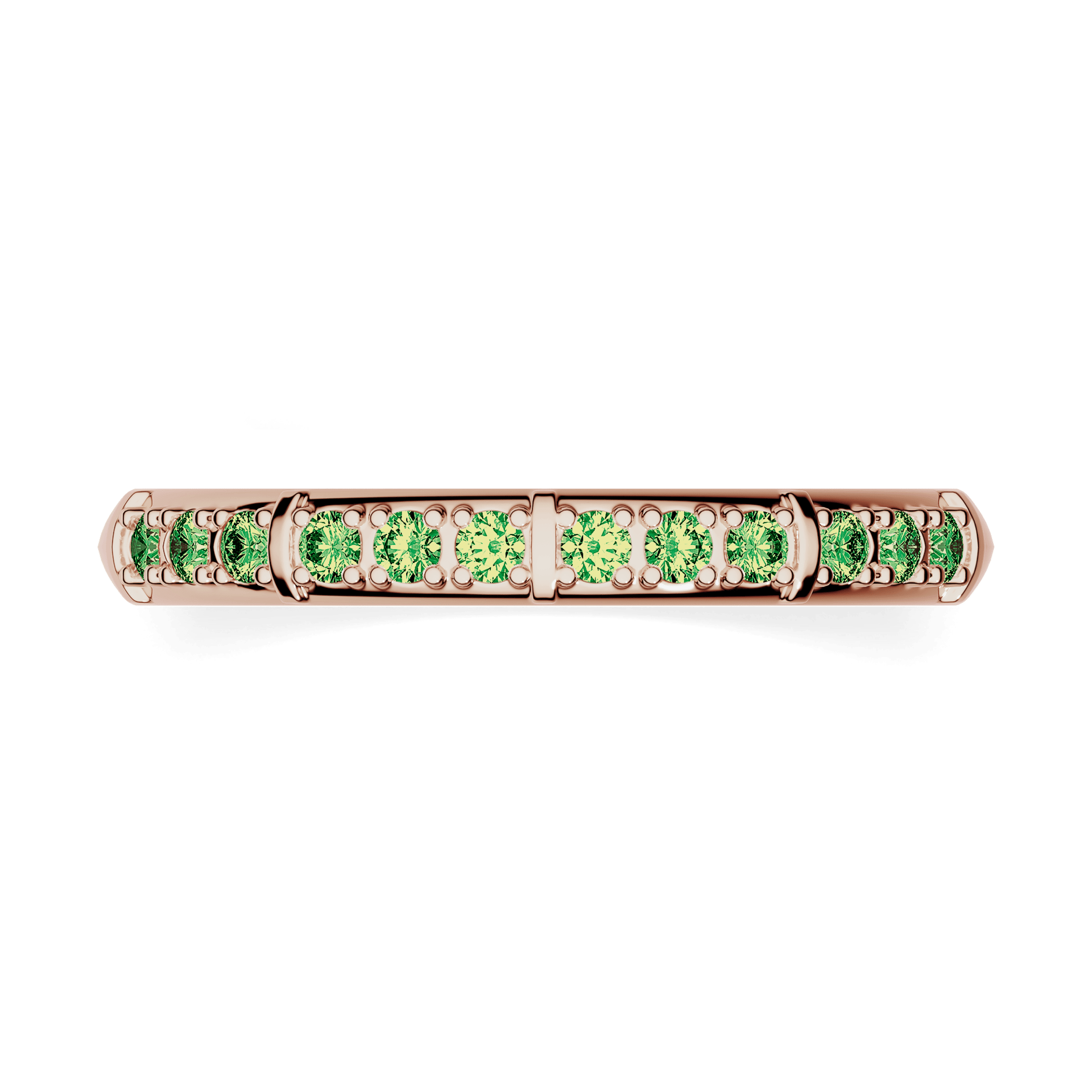 Obraczka z diamentami beauty rozowe zloto diament lab zielony ciemny 12szt 03