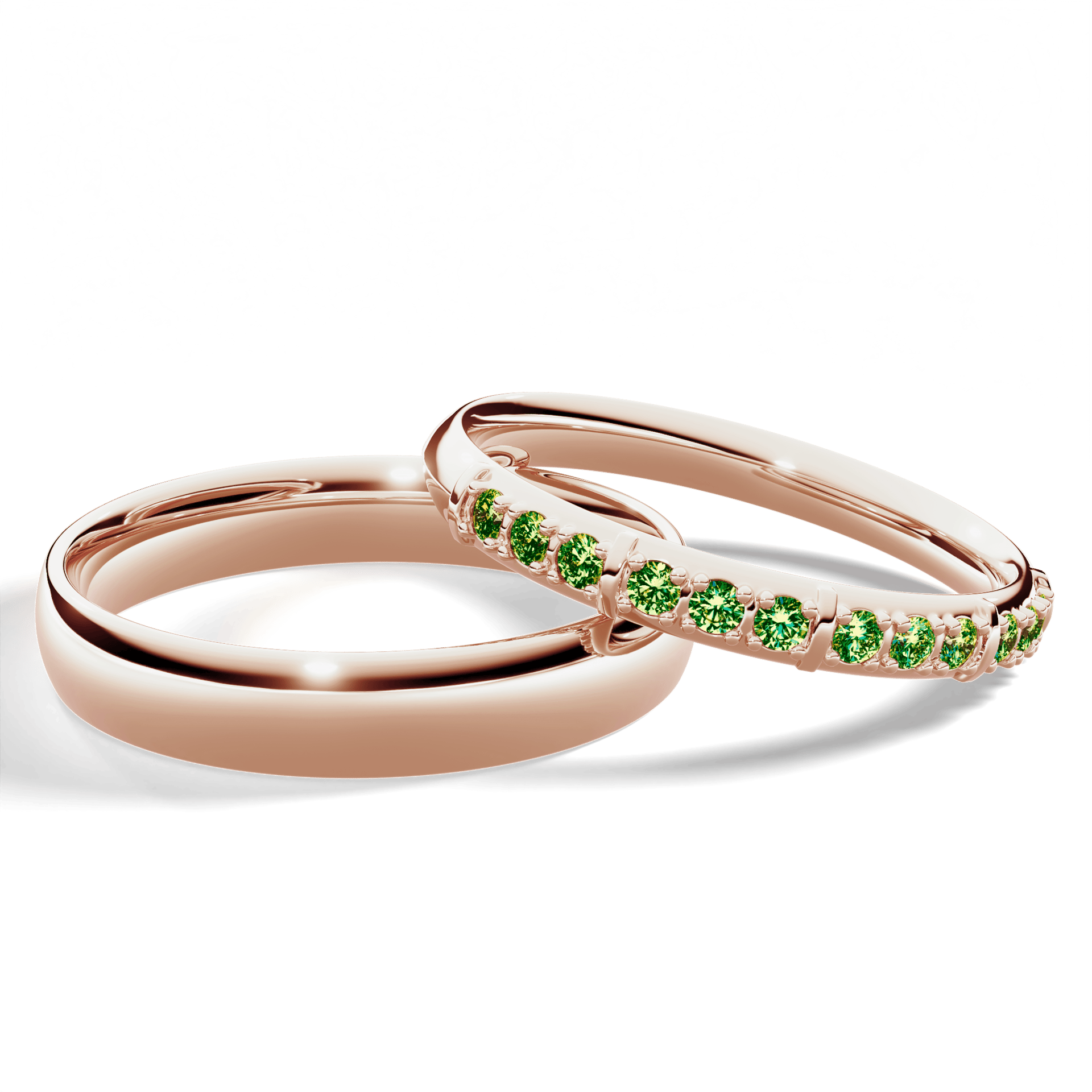 Obrączka z diamentami Beauty z różowego złota 2,5mm z ciemnym zielonym diamentem laboratoryjnym