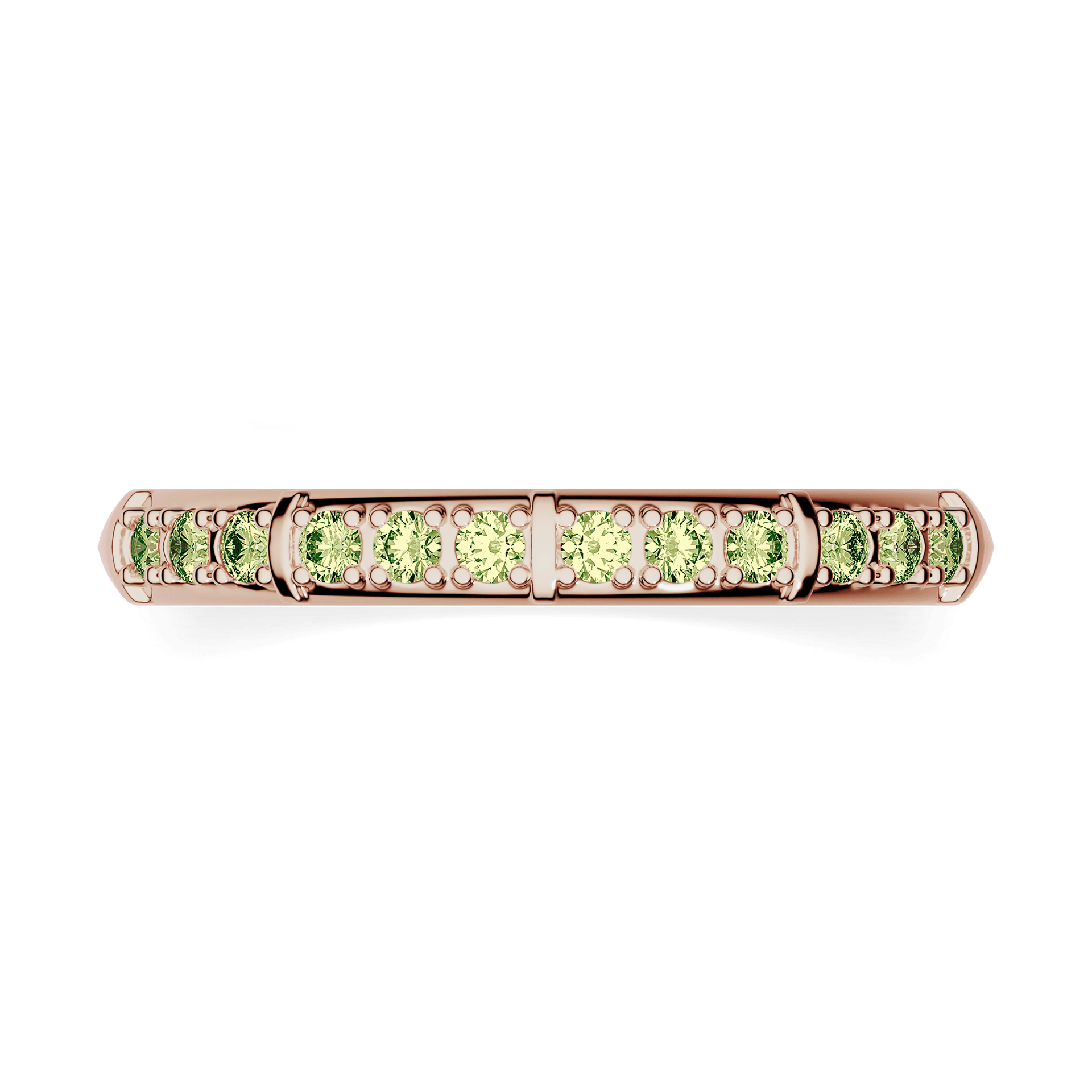 Obraczka z diamentami beauty rozowe zloto diament lab zielony jasny 12szt 03