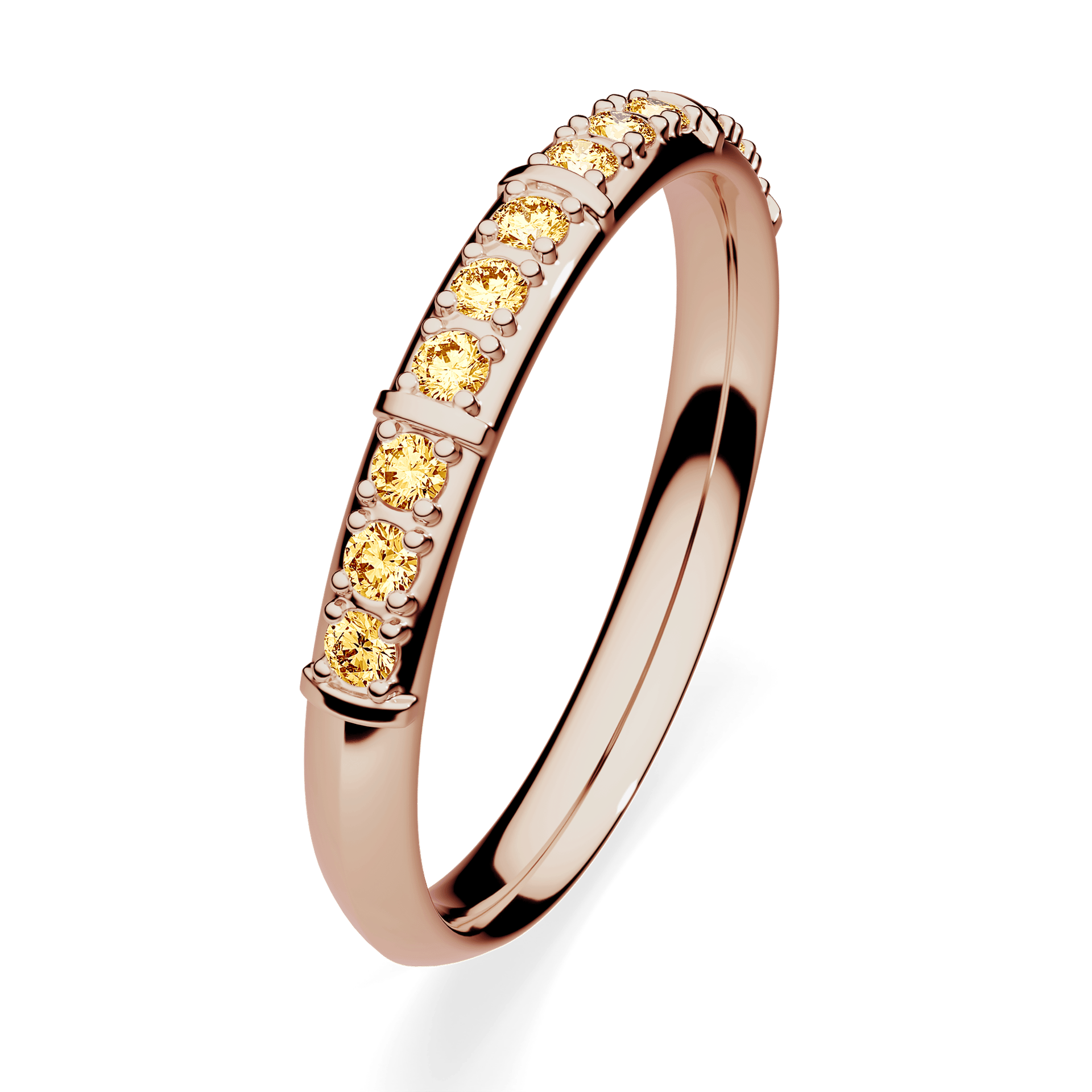 Obrączka z diamentami Beauty z różowego złota 2,5mm z żółtym diamentem laboratoryjnym