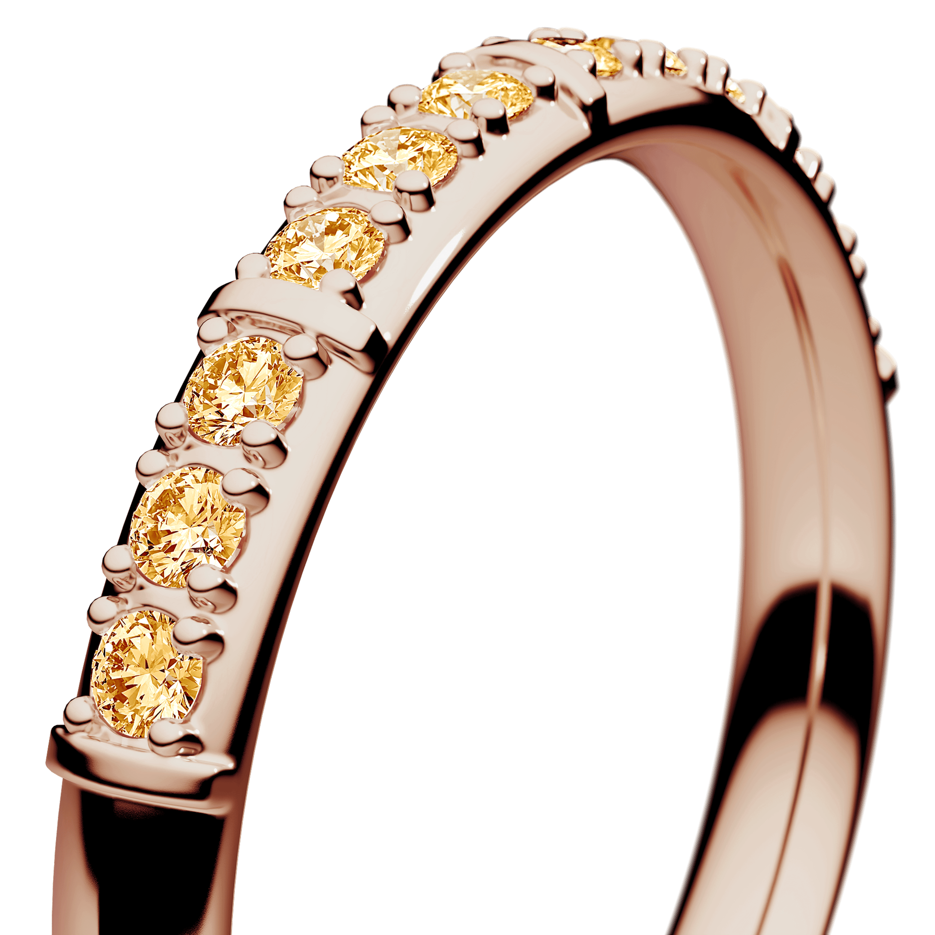 Obrączka z diamentami Beauty z różowego złota 2,5mm z żółtym diamentem laboratoryjnym