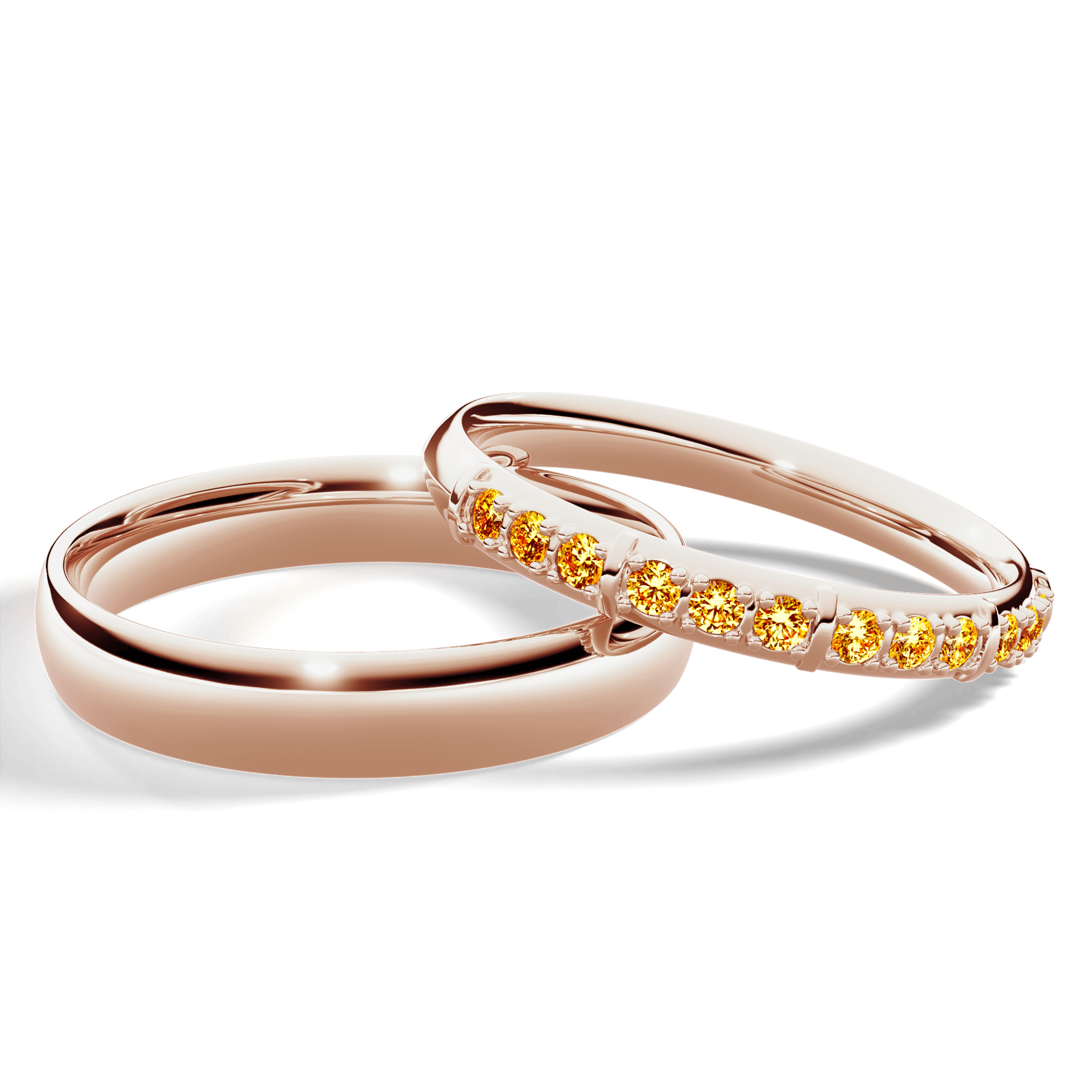 Obrączka z diamentami Beauty z różowego złota 2,5mm z żółtym diamentem laboratoryjnym