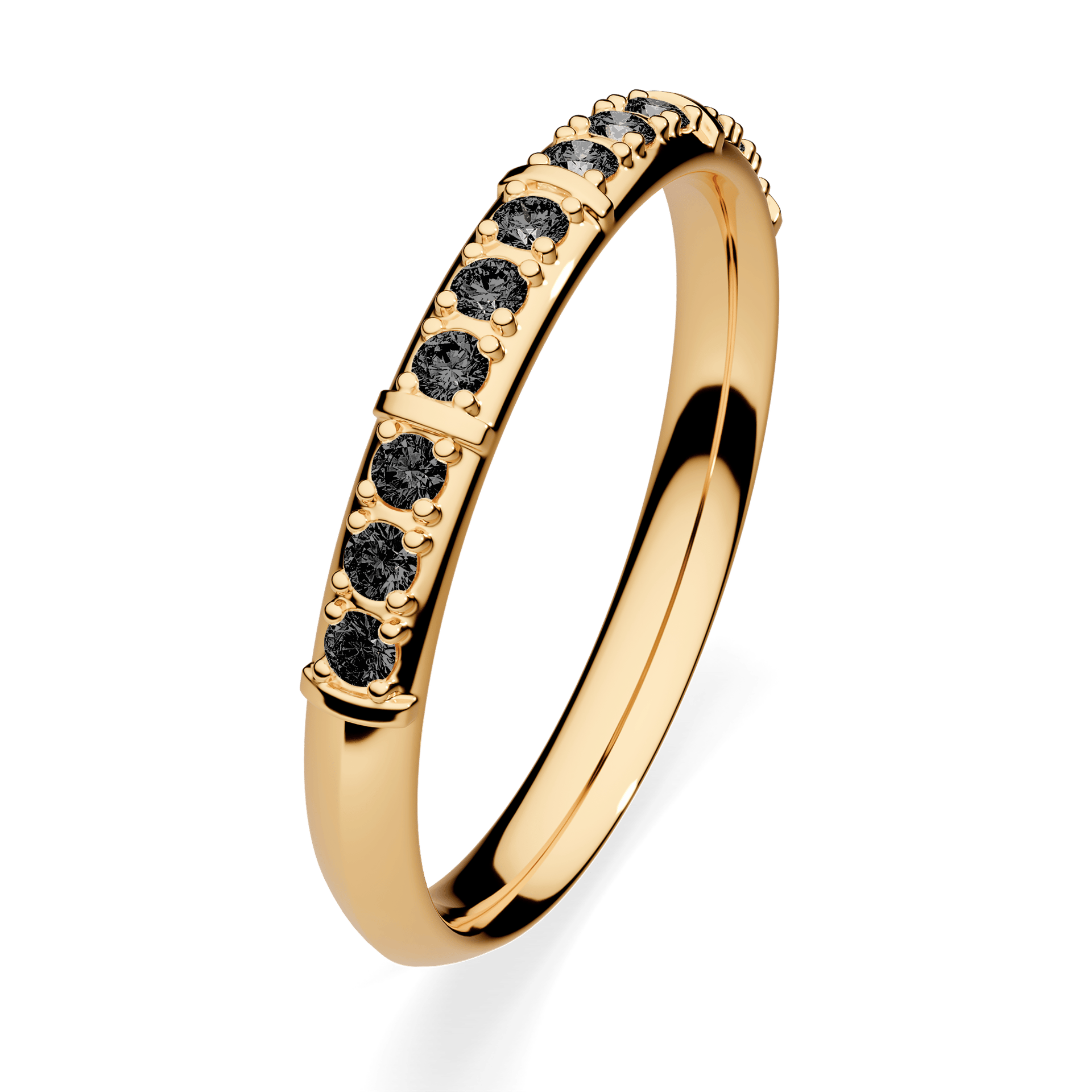 Obrączka z diamentami Beauty z żółtego złota 2,5mm z czarnym diamentem laboratoryjnym