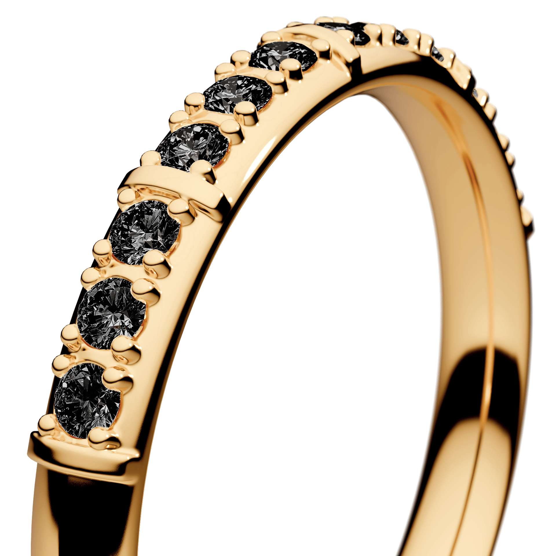 Obrączka z diamentami Beauty z żółtego złota 2,5mm z czarnym diamentem laboratoryjnym