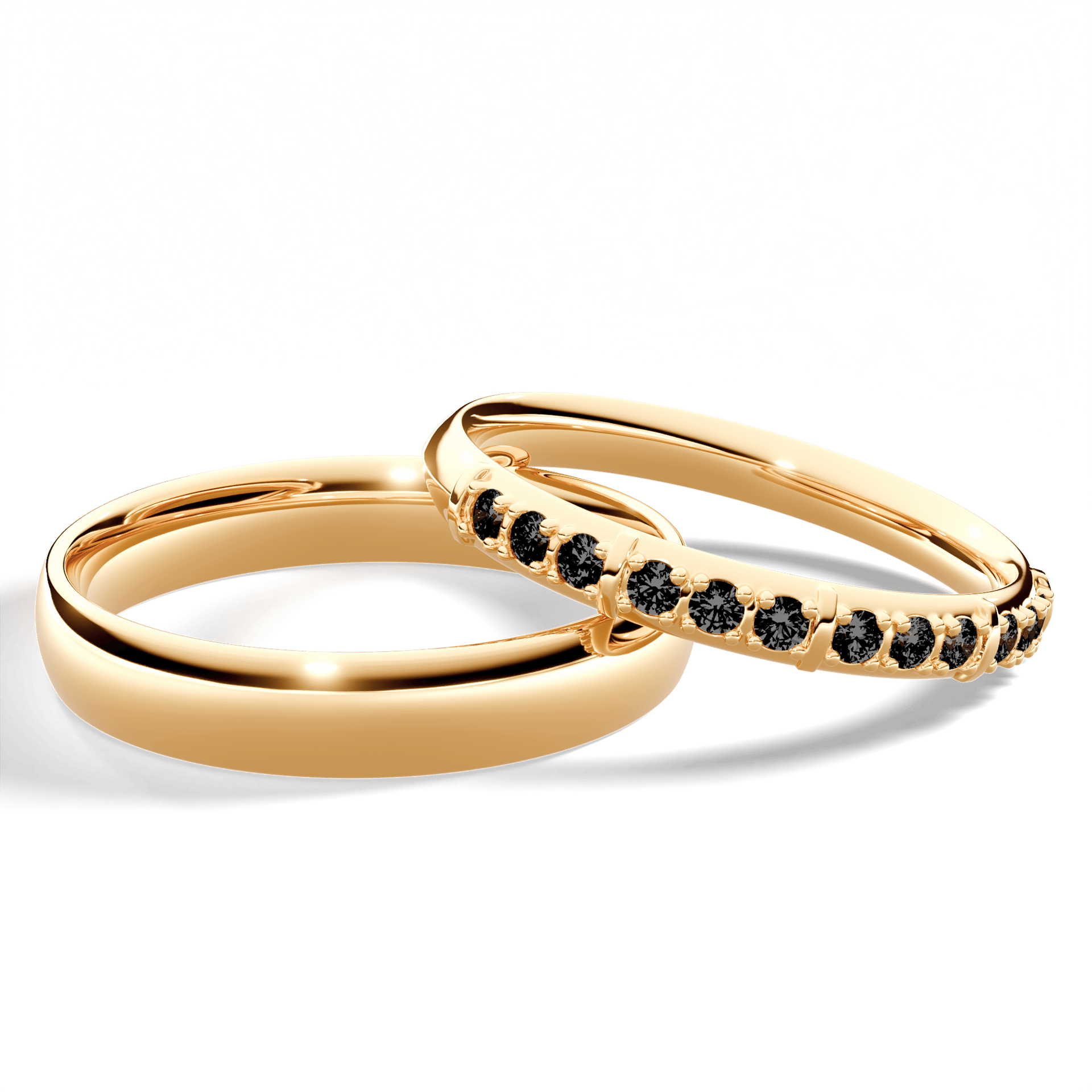 Obrączka z diamentami Beauty z żółtego złota 2,5mm z czarnym diamentem laboratoryjnym