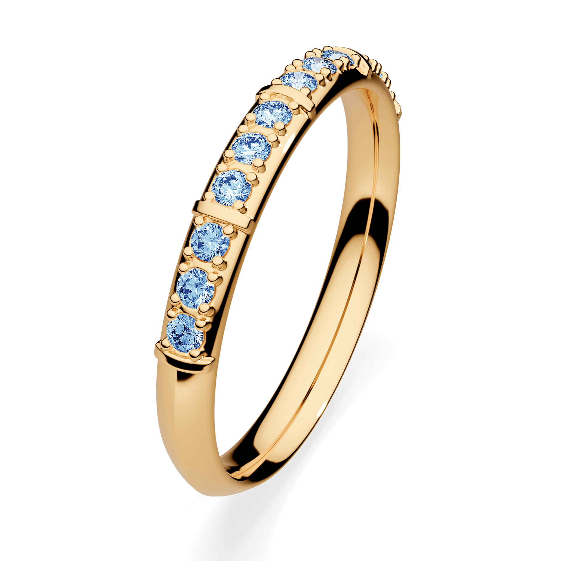 Obrączka z diamentami Beauty z żółtego złota 2,5mm z niebieskim diamentem laboratoryjnym