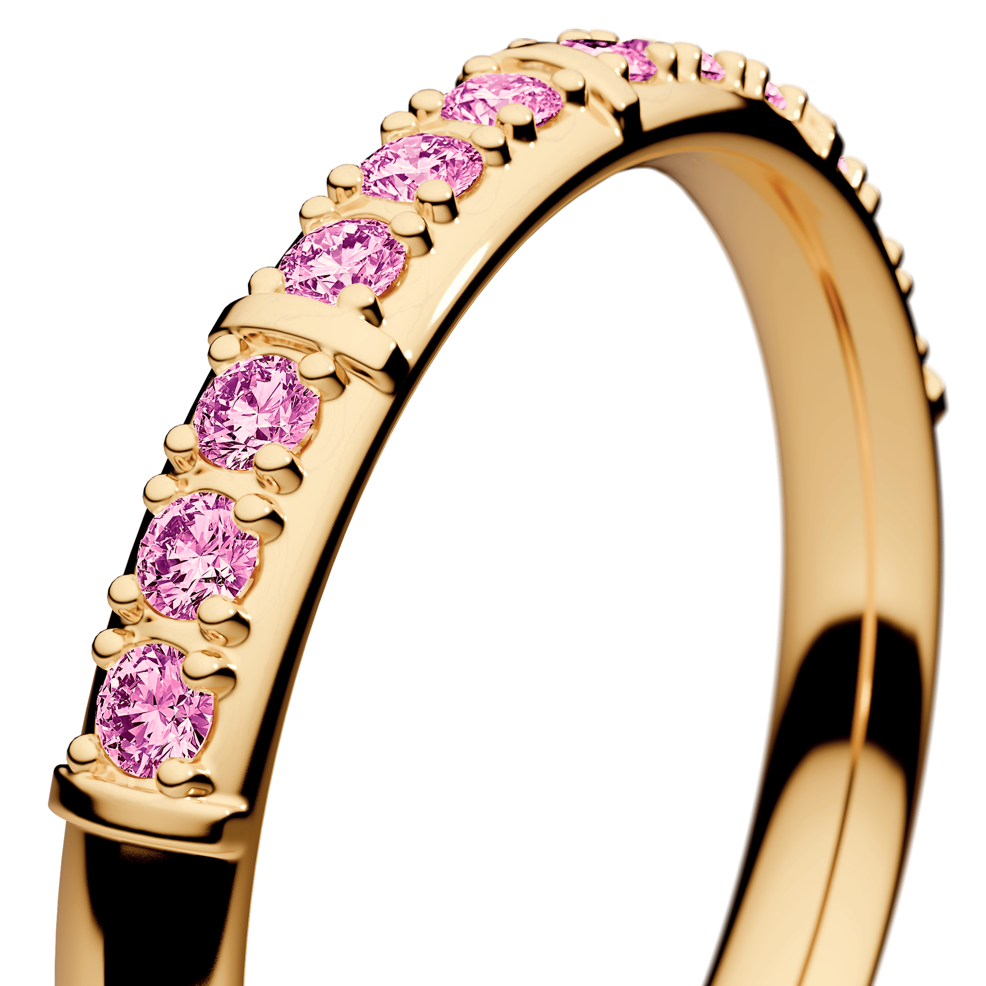 Obrączka z diamentami Beauty z żółtego złota 2,5mm z różowym diamentem laboratoryjnym