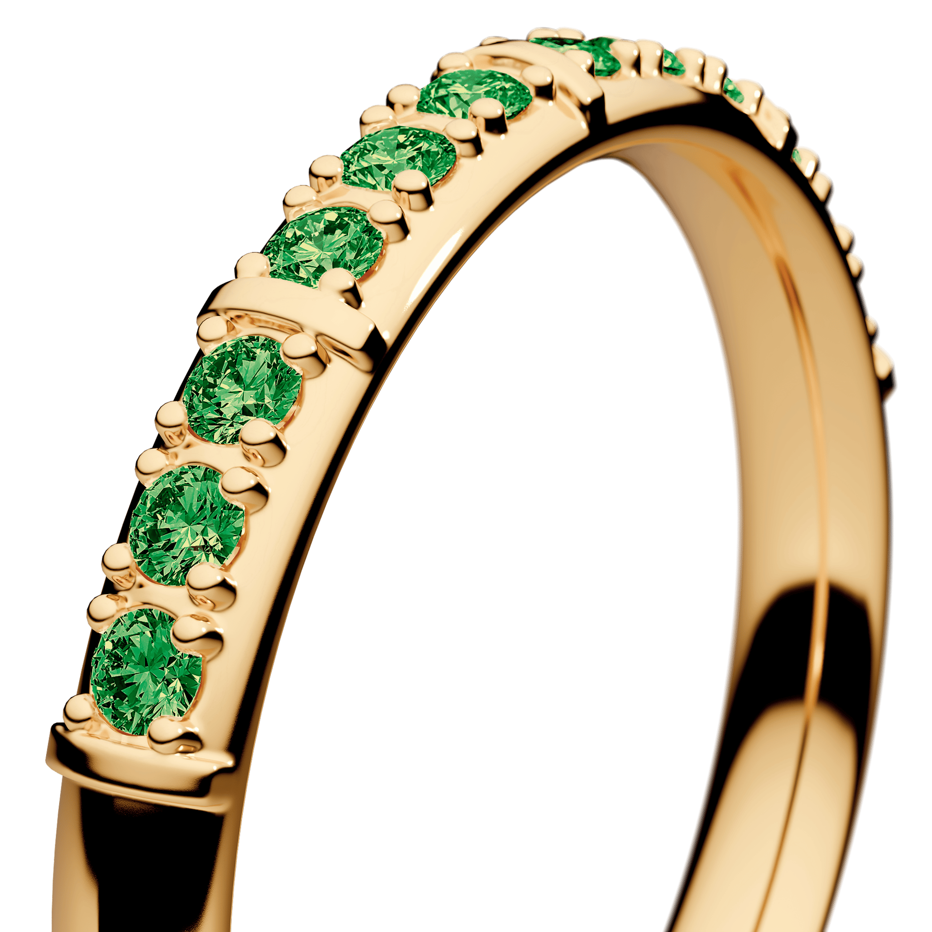 Obrączka z diamentami Beauty z żółtego złota 2,5mm z ciemnym zielonym diamentem laboratoryjnym