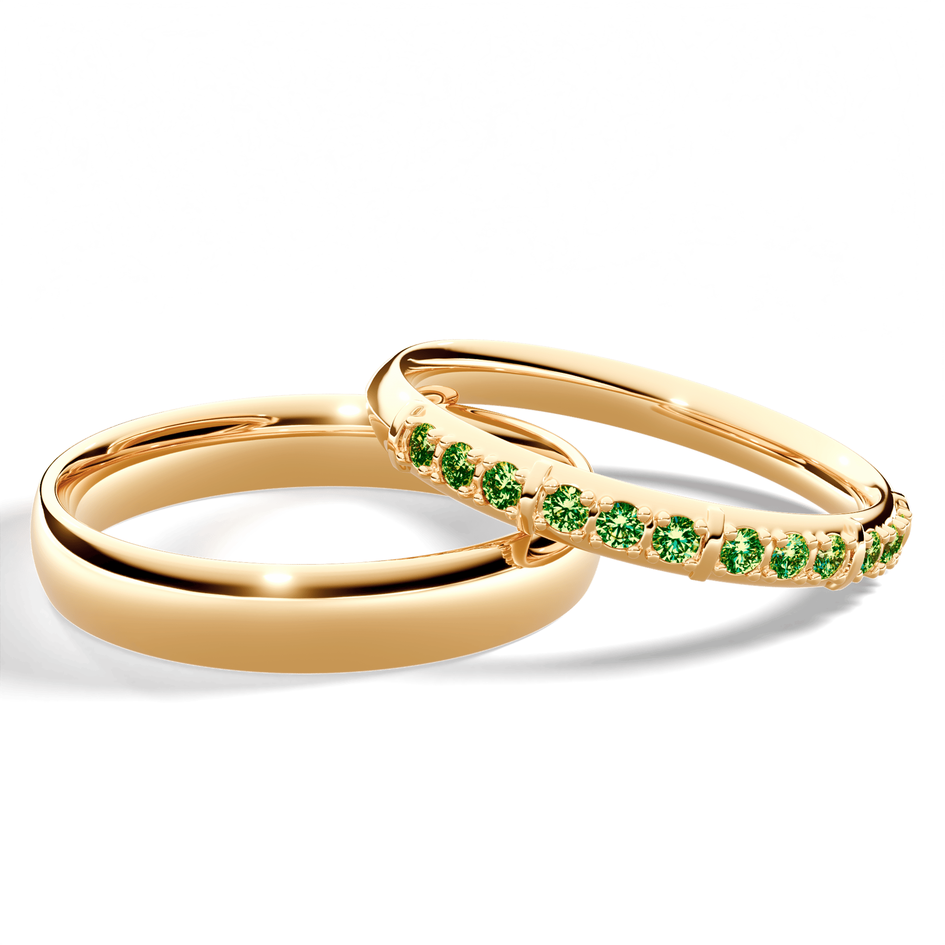 Obrączka z diamentami Beauty z żółtego złota 2,5mm z ciemnym zielonym diamentem laboratoryjnym