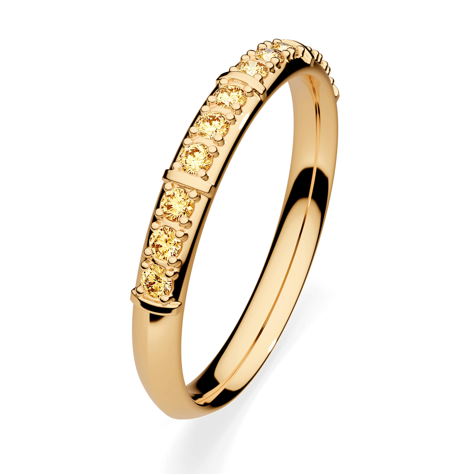 Obrączka z diamentami Beauty z żółtego złota 2,5mm z żółtym diamentem laboratoryjnym