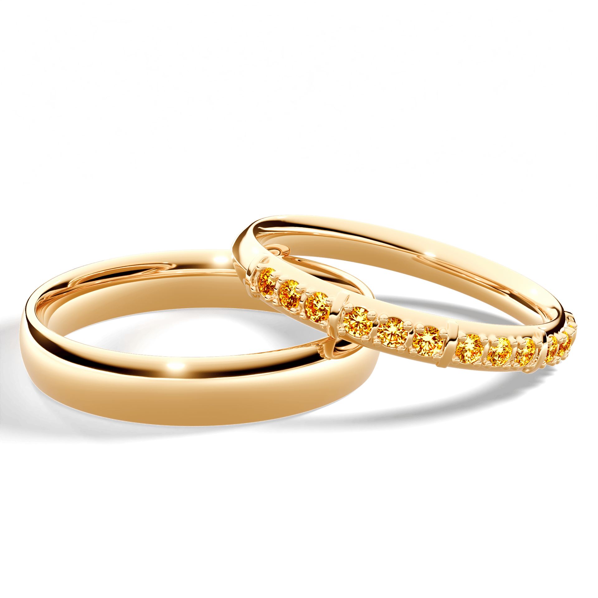 Obrączka z diamentami Beauty z żółtego złota 2,5mm z żółtym diamentem laboratoryjnym