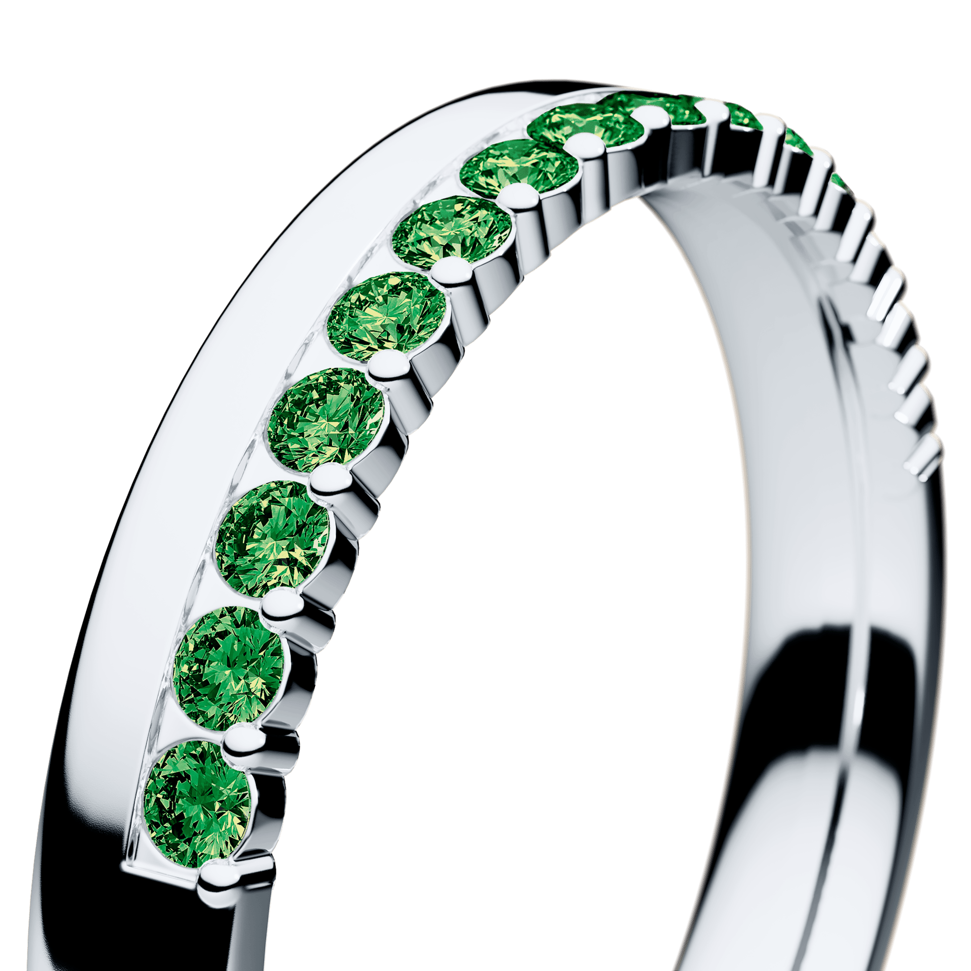 Obrączka z diamentami Daisy z białego złota 3mm z ciemnym zielonym diamentem laboratoryjnym