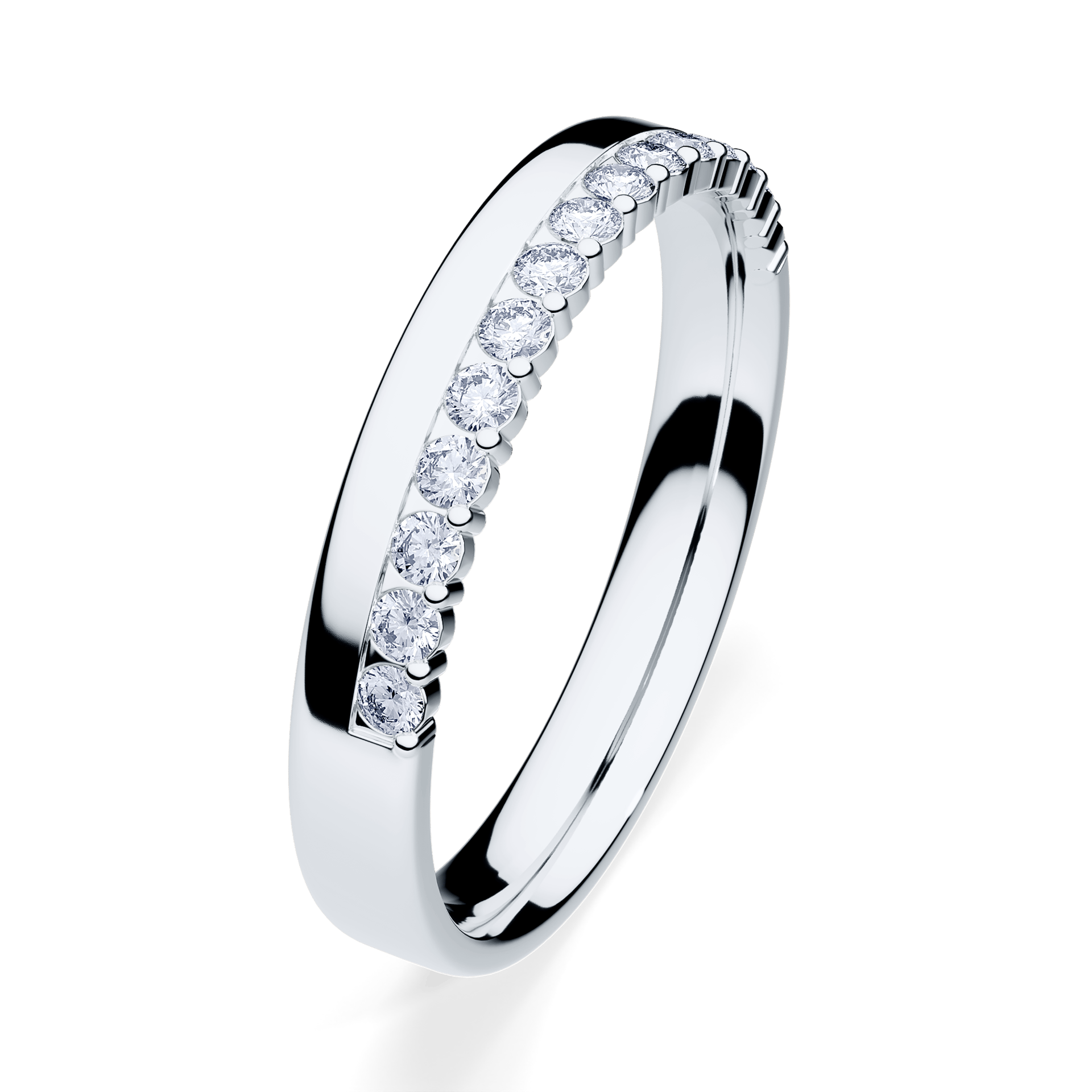 Obrączka z diamentami Daisy z białego złota 3mm z diamentem laboratoryjnym