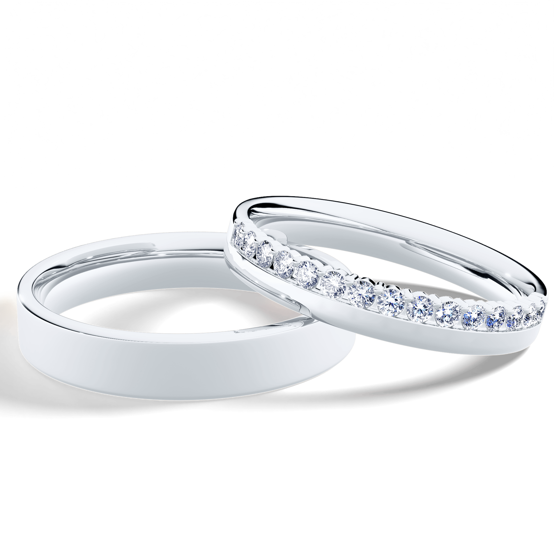 Obrączka z diamentami Daisy z białego złota 3mm z diamentem laboratoryjnym