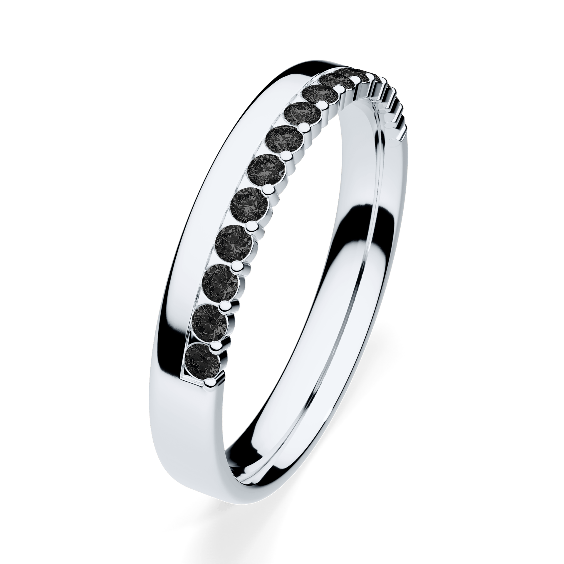 Obrączka z diamentami Daisy z białego złota 3mm z czarnym diamentem laboratoryjnym