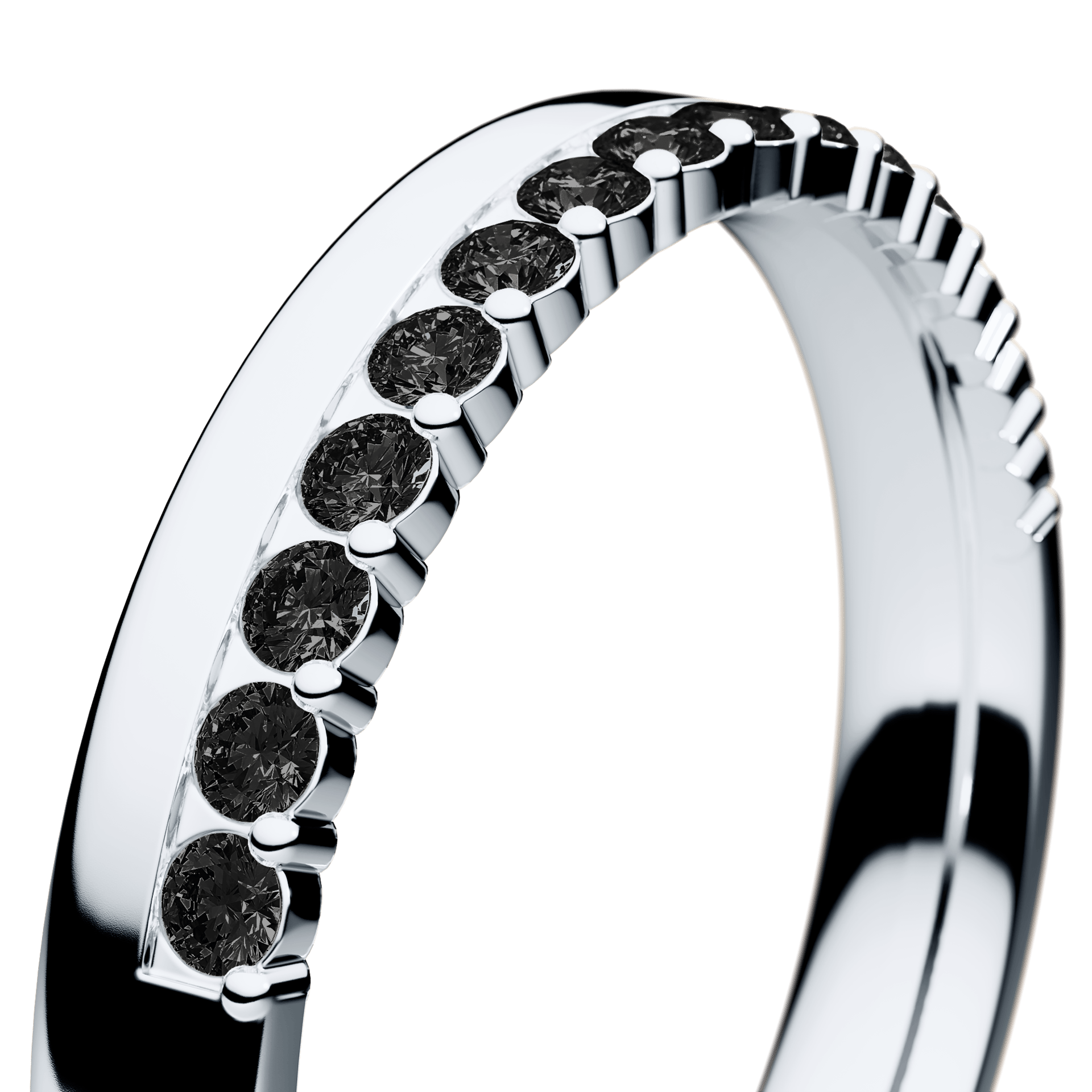 Obrączka z diamentami Daisy z białego złota 3mm z czarnym diamentem laboratoryjnym