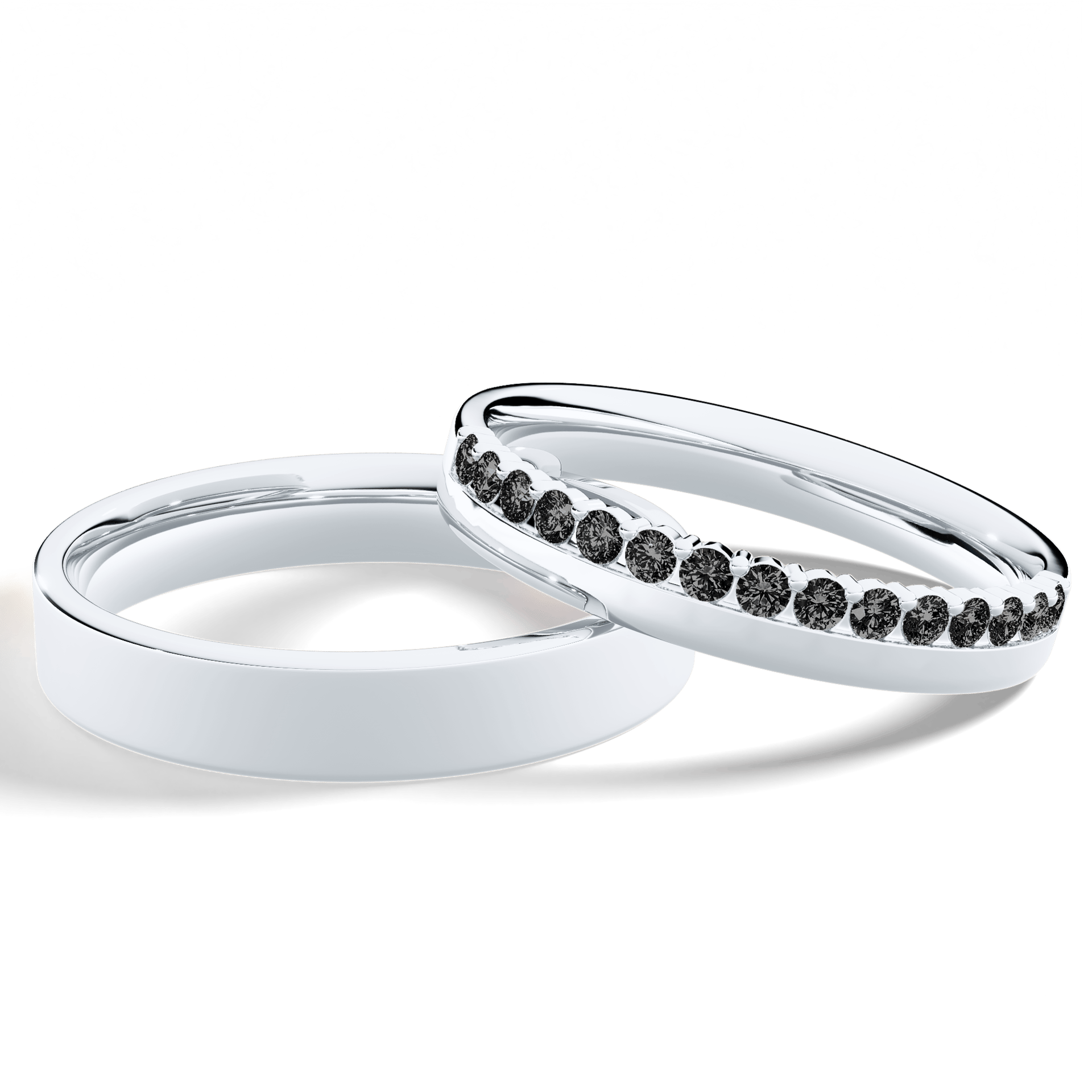 Obrączka z diamentami Daisy z białego złota 3mm z czarnym diamentem laboratoryjnym