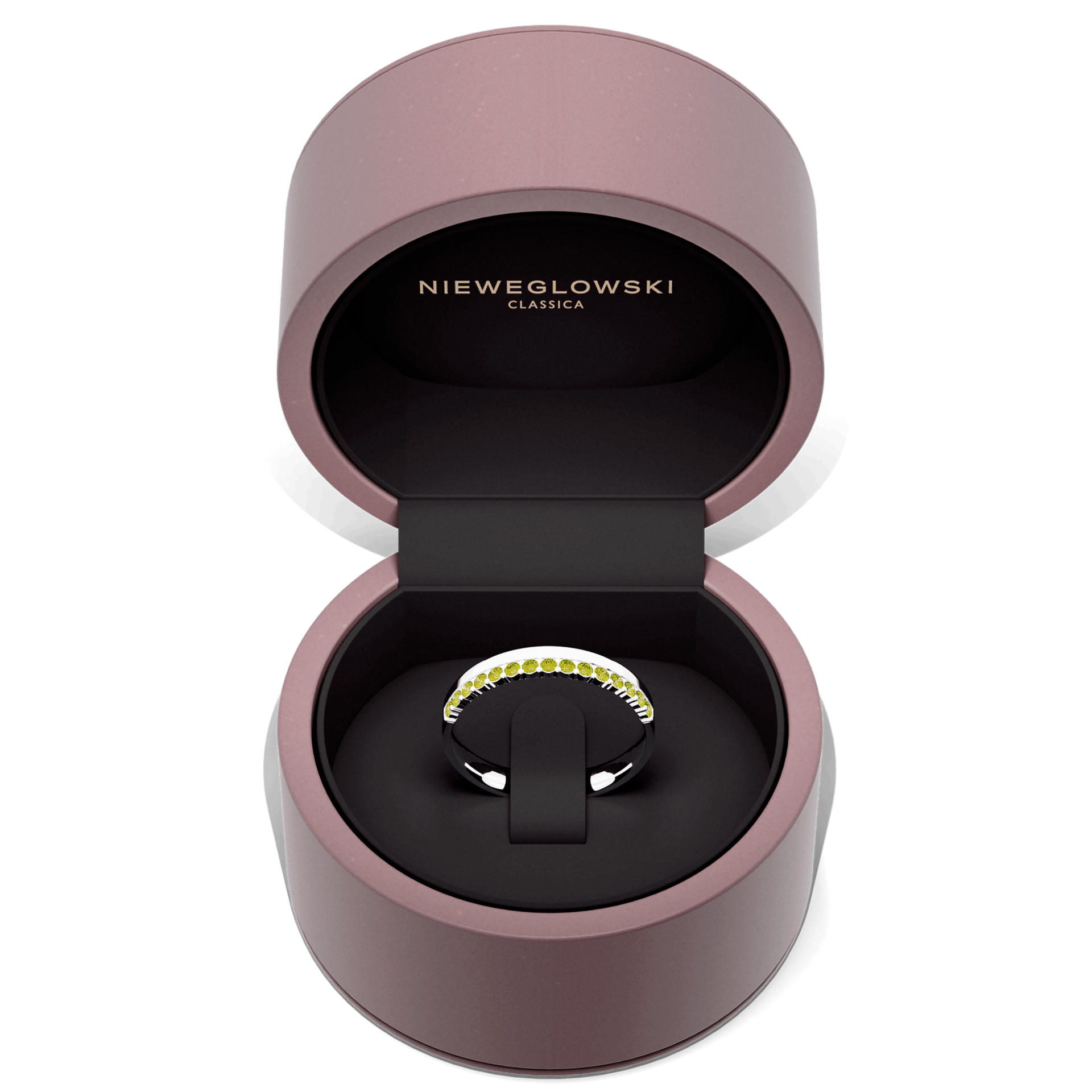 Obraczka z diamentami daisy biale zloto diament lab zielony jasny 15szt 05